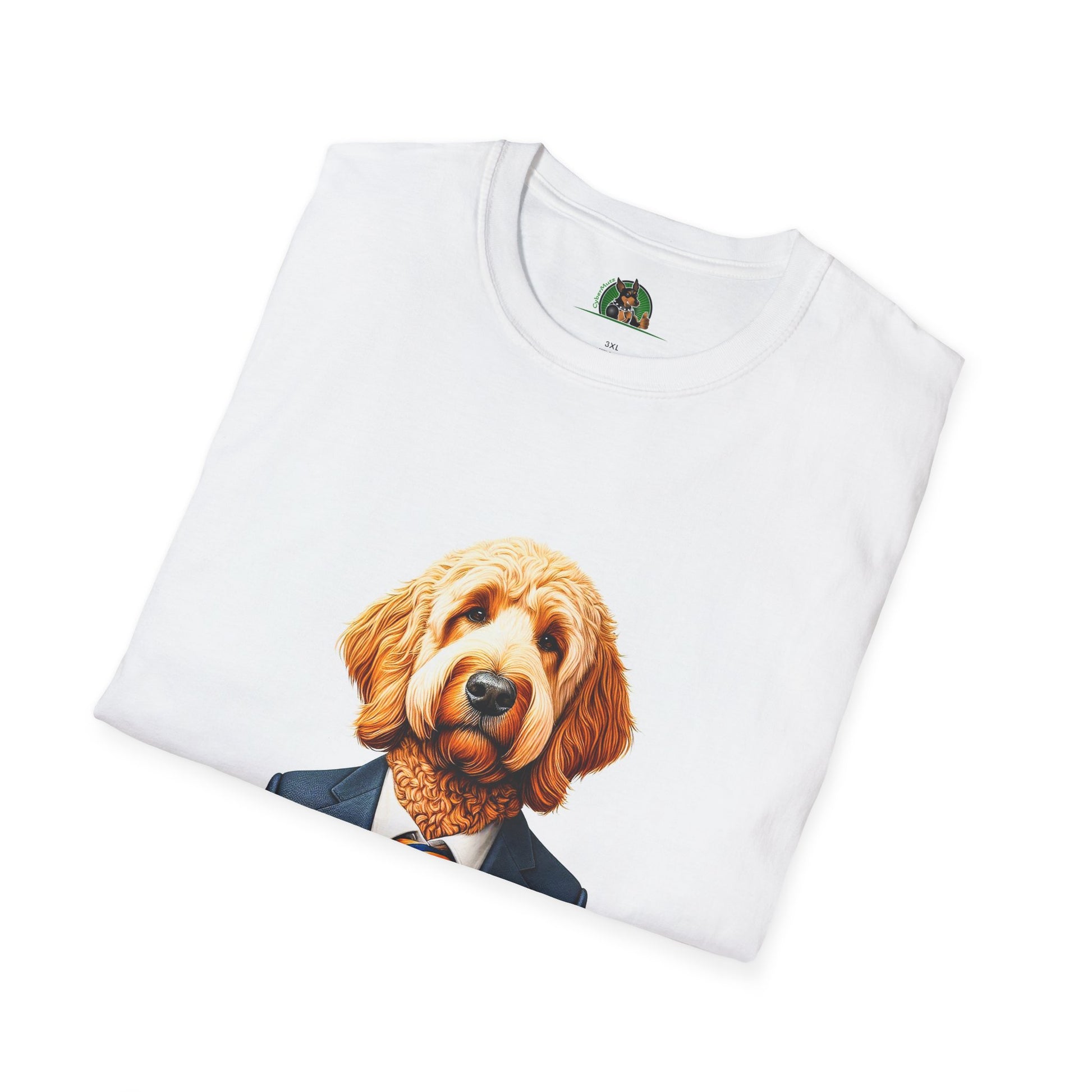 Golden Doodle sitting businessman T-Shirt Printify