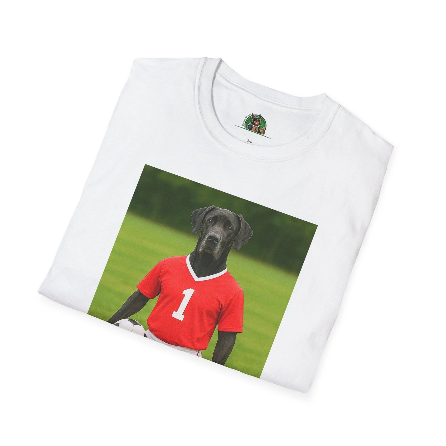 Great Dane Soccer T-Shirt — Sports Dog Tee T-Shirt Printify