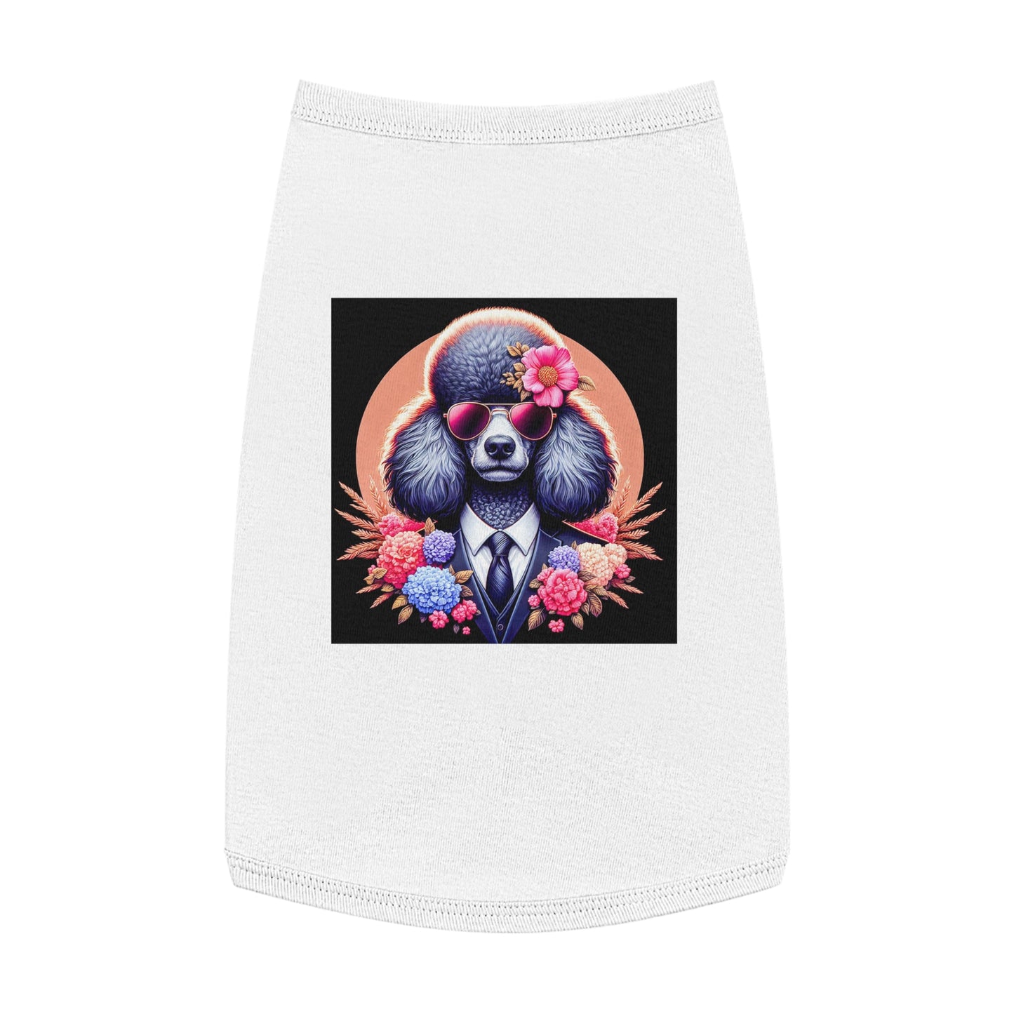 Pet Tank Top Poodle flower business msn Pets Printify L White