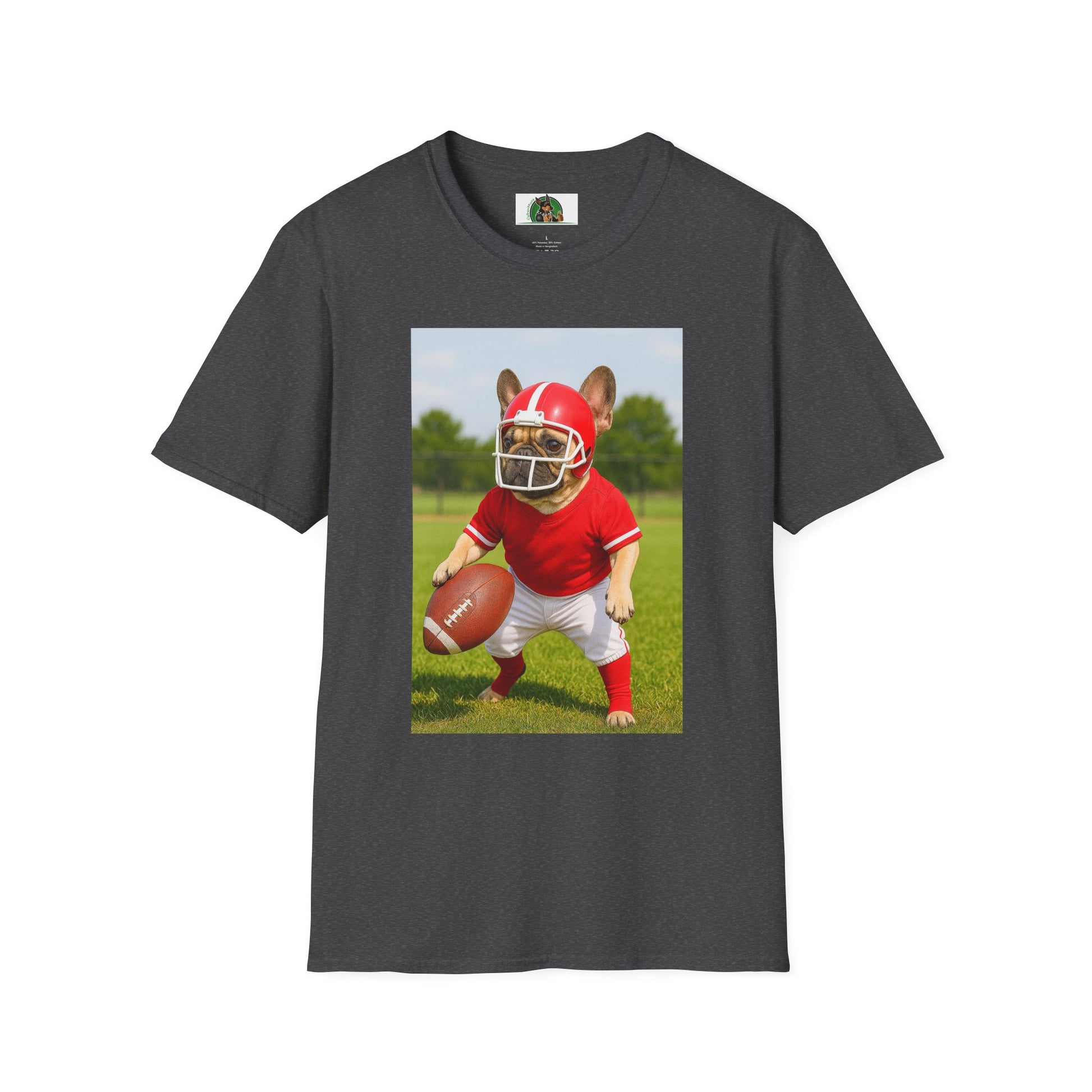 Sports Football French Bulldog T-Shirt T-Shirt Printify Dark Heather XS