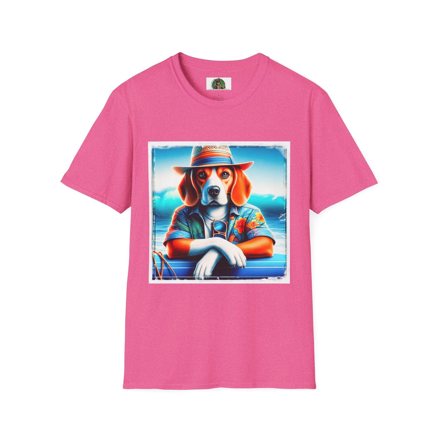 Beagle Wearing Summer Shirt And Hat T-Shirt Printify S Heather Heliconia 