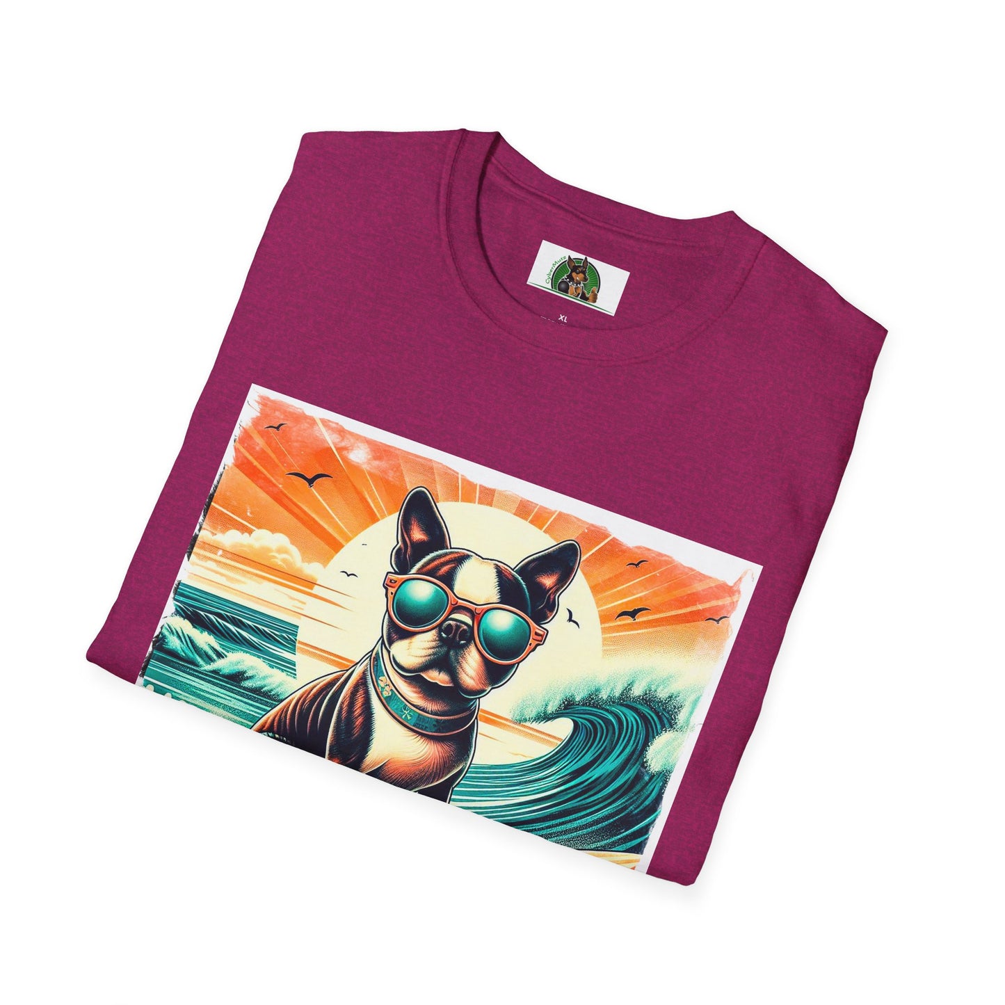 Boston Terrier Sunset Surfer Dog Shirt