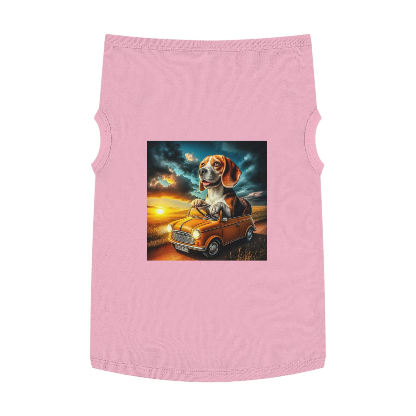 Pet Tank Top Wacky Beagle In Tiny Car Pets Printify XL Pink 