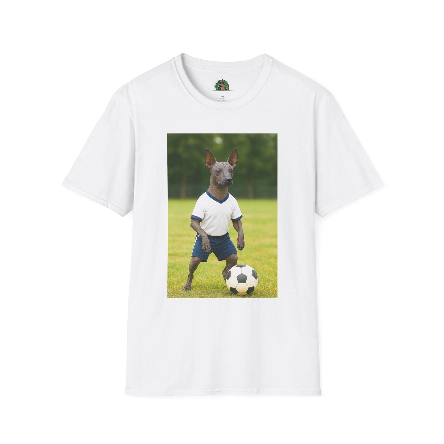 Mexican Hairless Dog Soccer T-Shirt — Dog Lover Sports Tee T-Shirt Printify White S