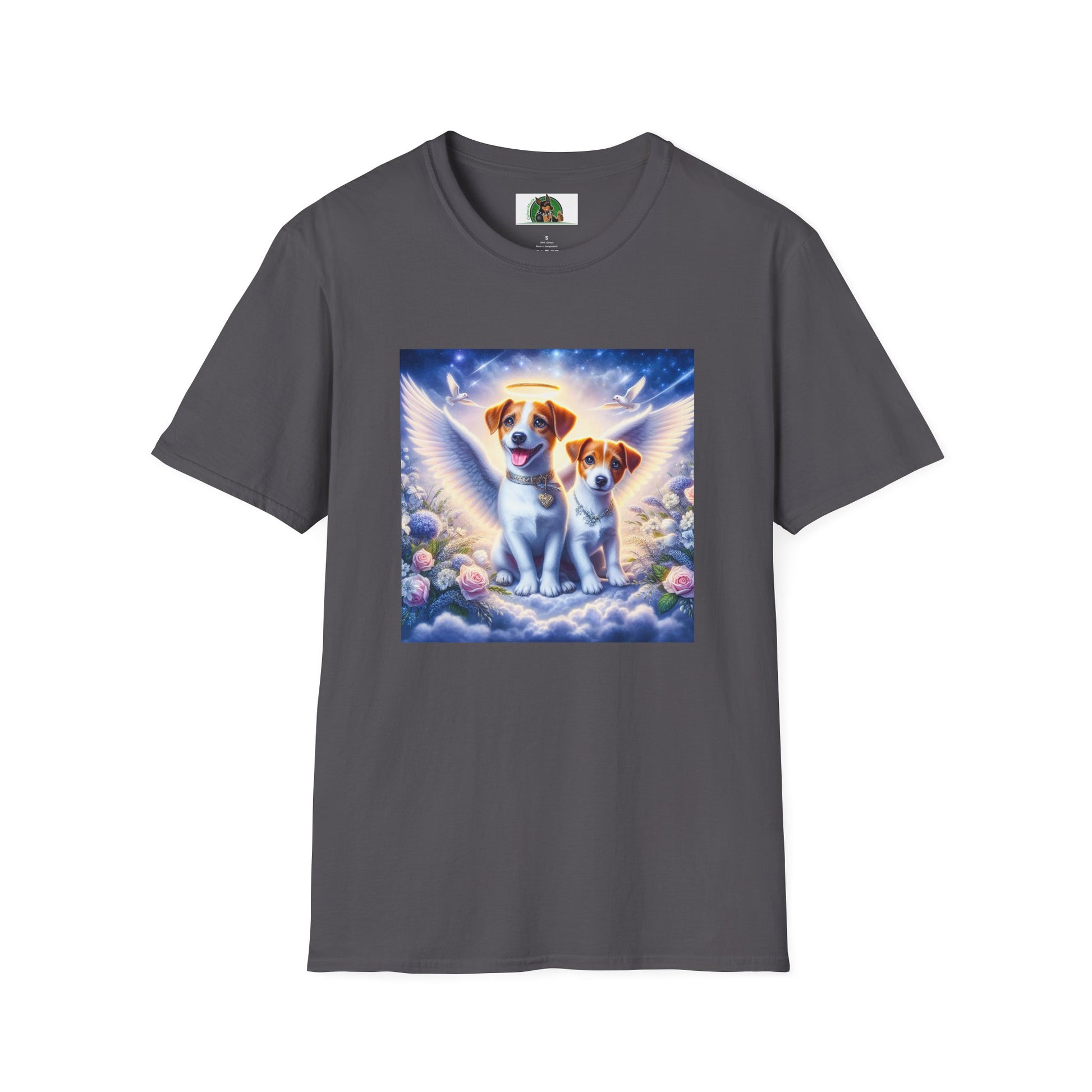 Jack Russell Puppy Angels T-Shirt Printify S Charcoal