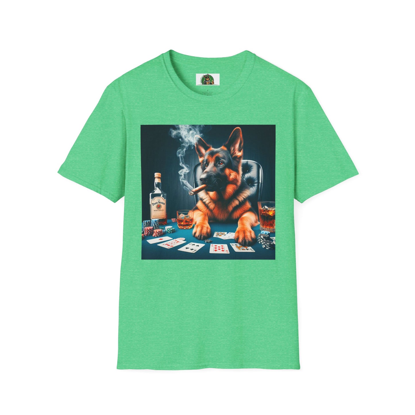 German Shepherd poker T-Shirt Printify Heather Irish Green S