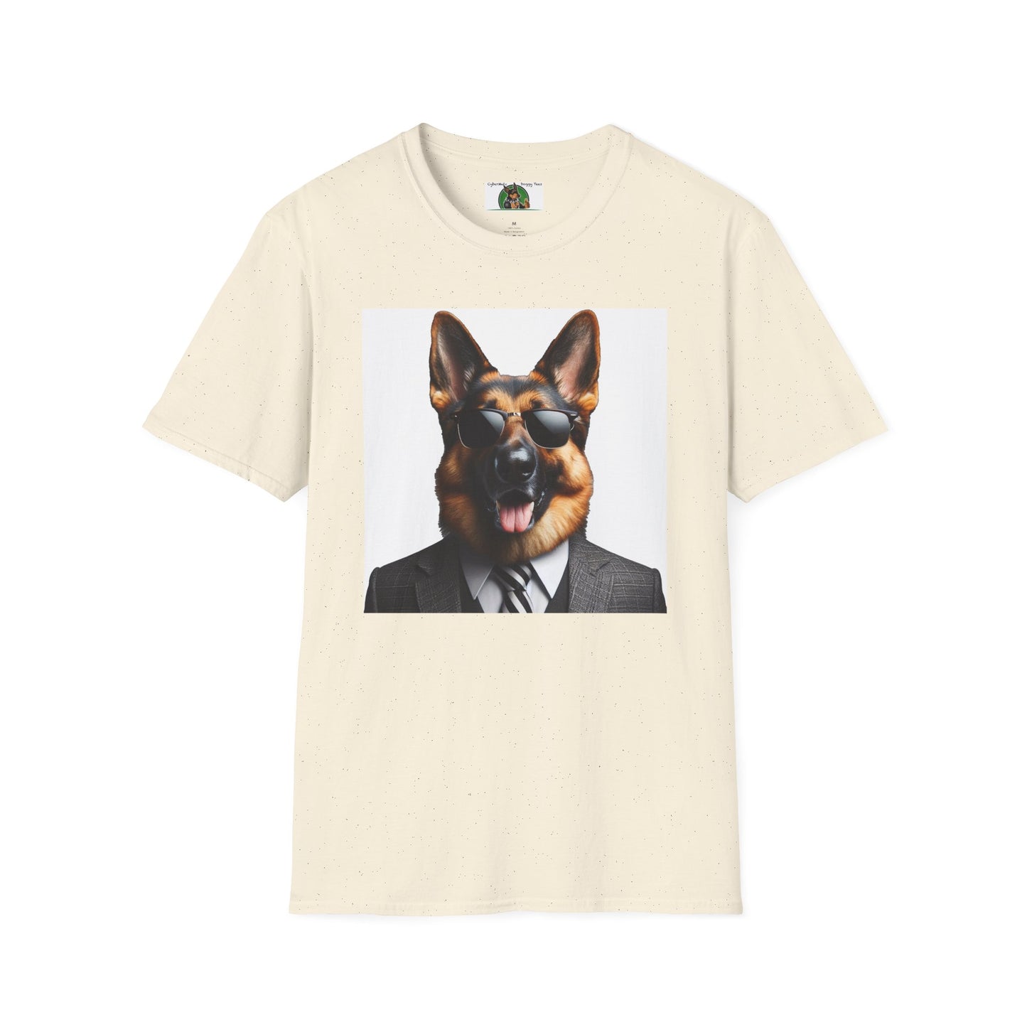 German Shepherd in Suit and Sunglasses Unisex Softstyle T-Shirt T-Shirt Printify S Natural