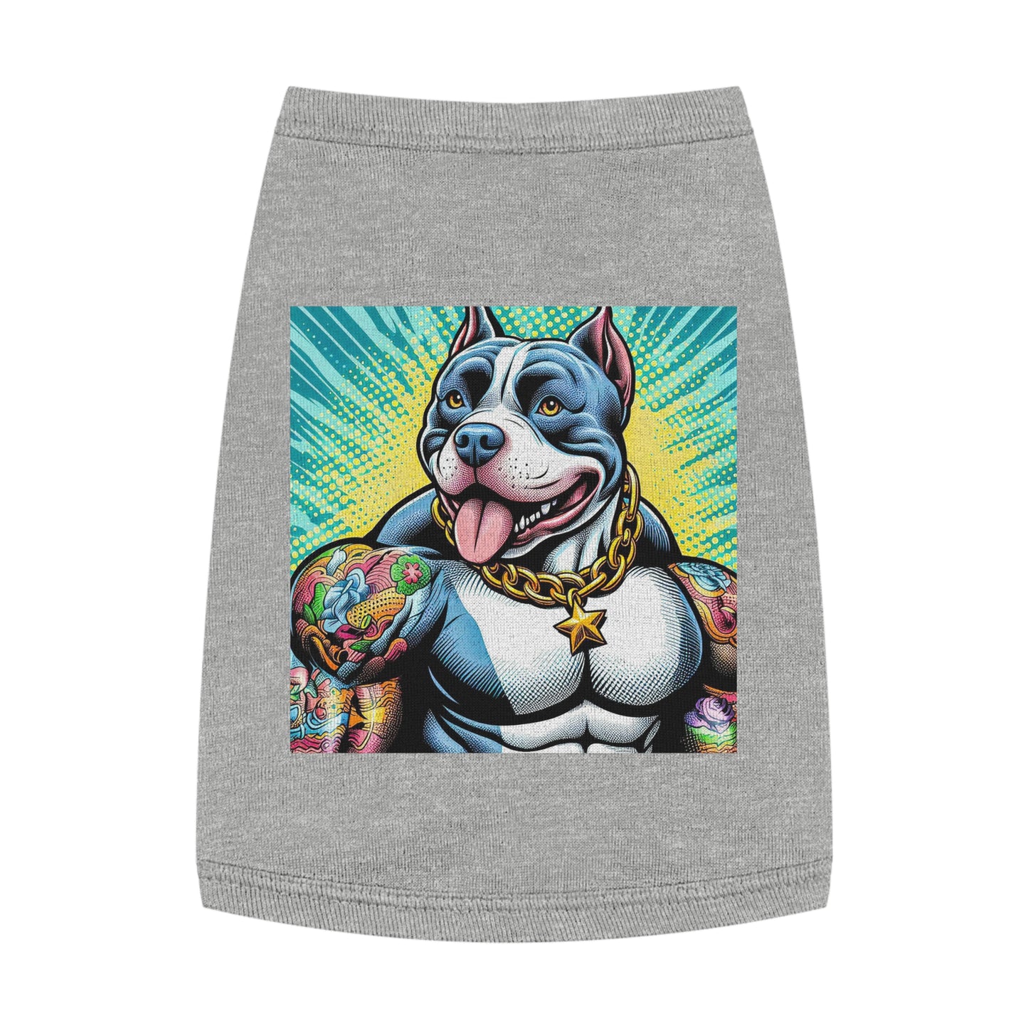 Pet Tank Top Pit Bull huge muscles shirt Pets Printify M Heather
