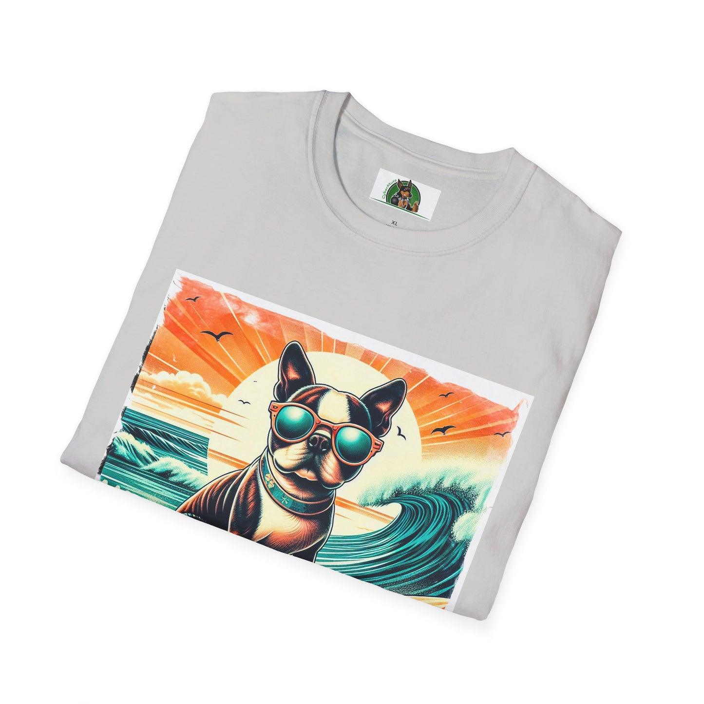 Boston Terrier Sunset Surfer Dog Shirt