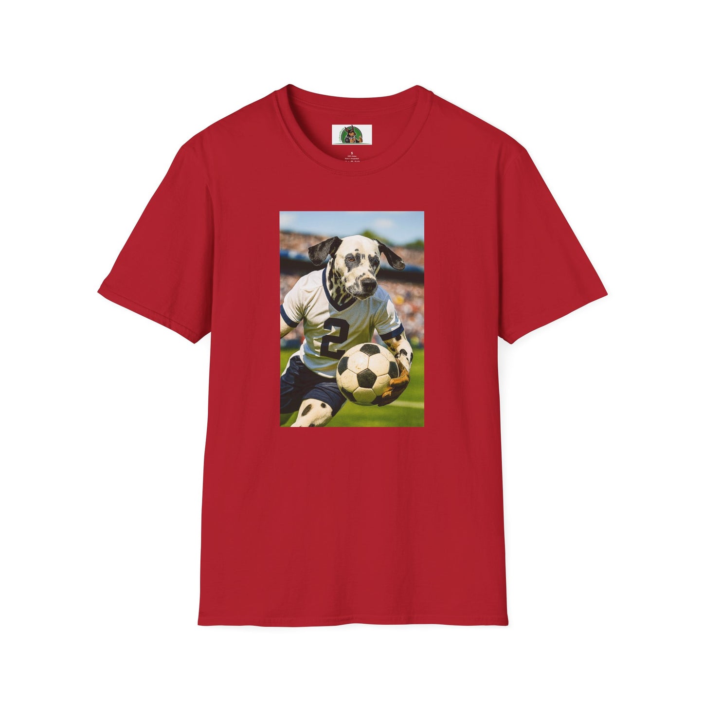 Sports Soccer Dalmatian Unisex T-Shirt T-Shirt Printify Cherry Red S
