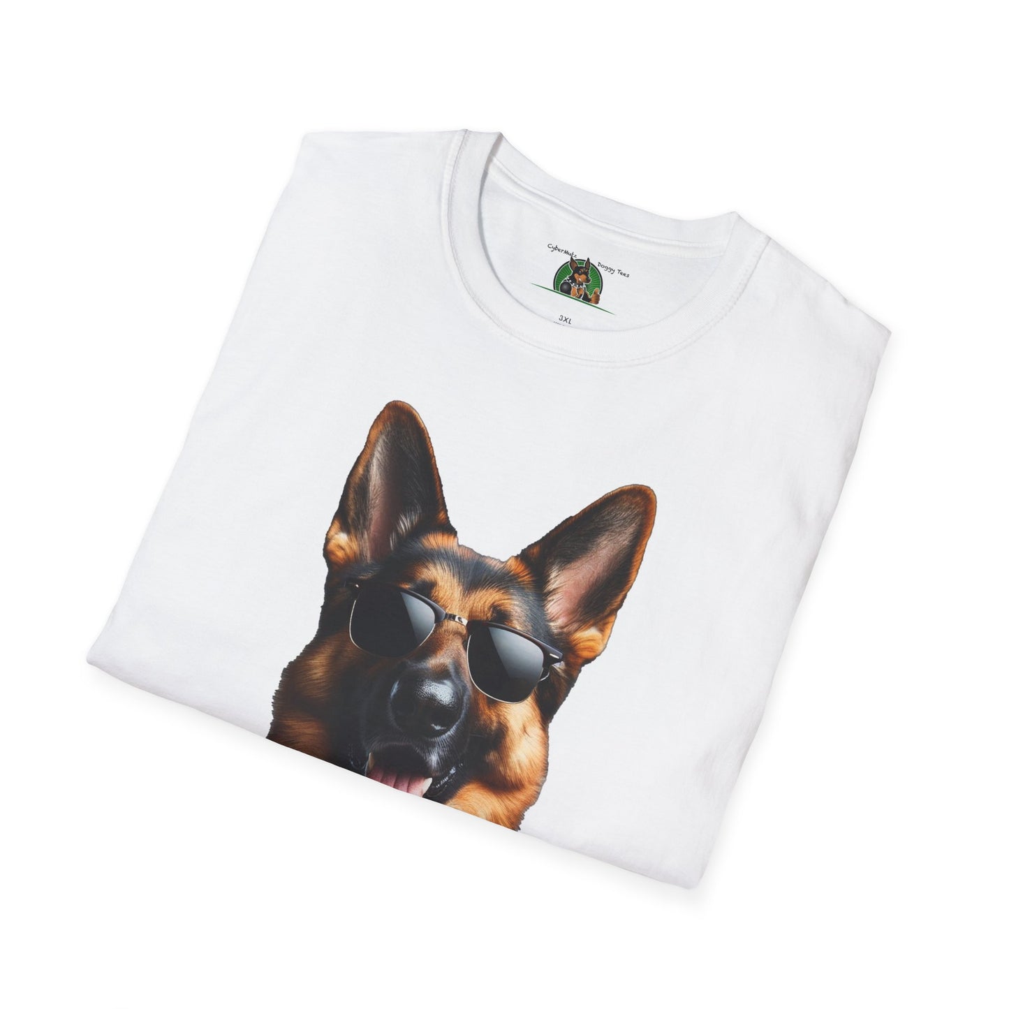 German Shepherd in Suit and Sunglasses Unisex Softstyle T-Shirt T-Shirt Printify