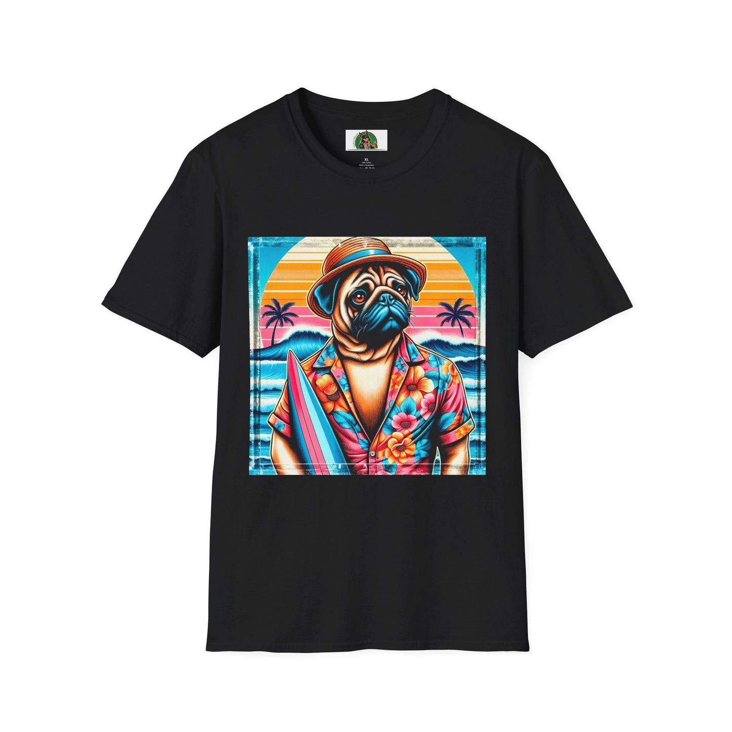 Surfer Pugs T-Shirt T-Shirt Printify XS Black