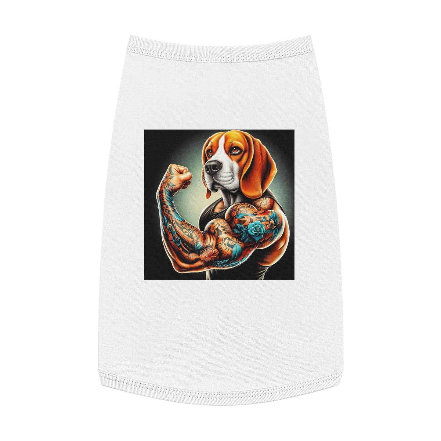 Pet Tank Top Beagle Muscle Dog Pets Printify L White 