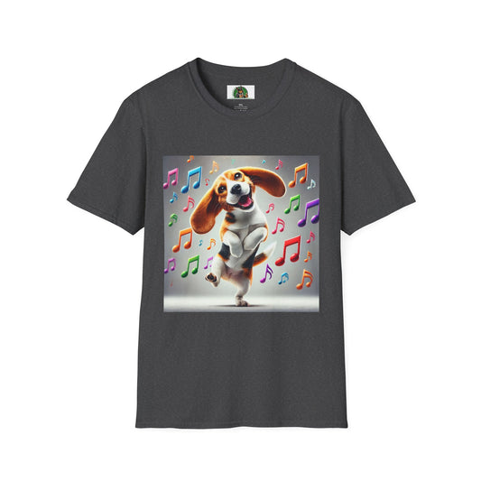 Beagle Dancing T-Shirt - Unisex Softstyle Tee T-Shirt Printify XS Dark Heather