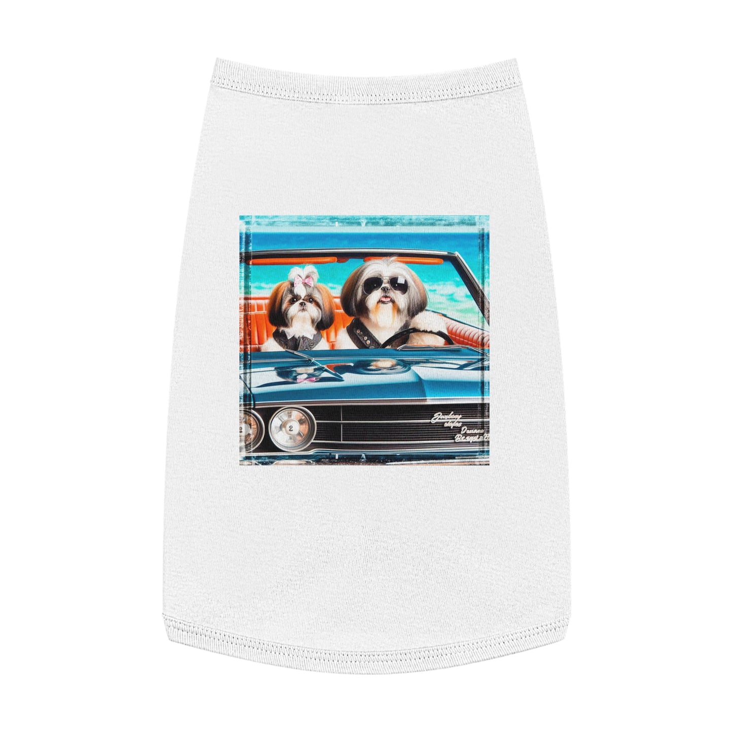 Pet Tank Top Shih Tzu frirbfs Driving Pets Printify L White