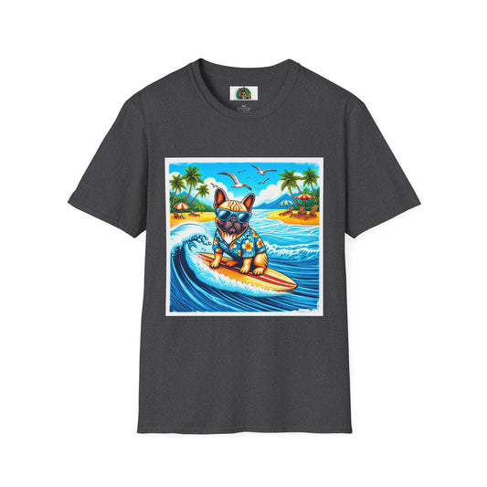 French Bulldog Hawaiian beach t shirt T-Shirt Printify XS Dark Heather