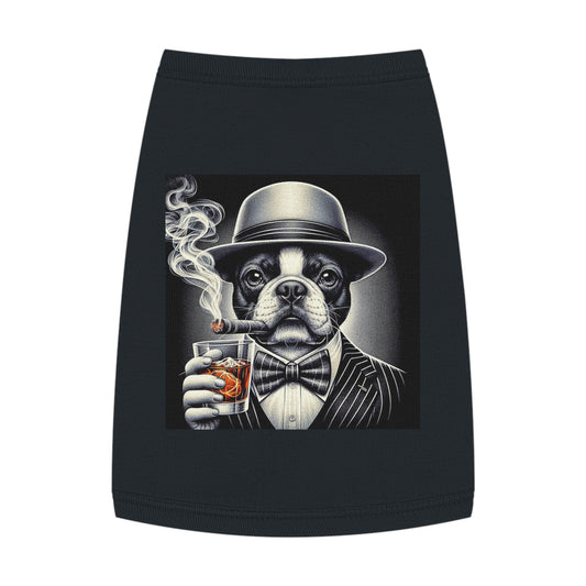 Pet Tank Top Boston Terrier Drinking Whiskey Shirt Pets Printify M Black 