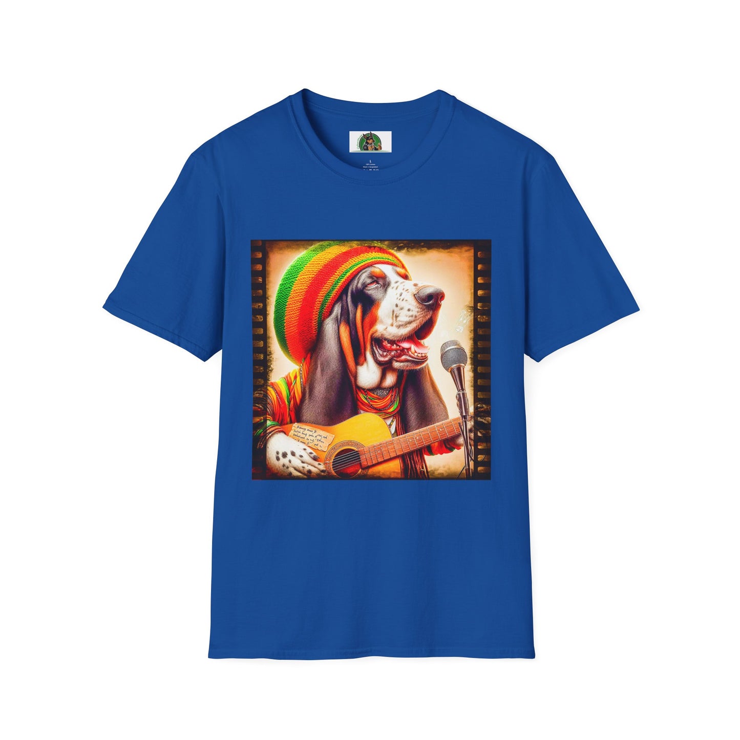 Basset Hound Playing Guitar Singing T-Shirt Printify XS Royal