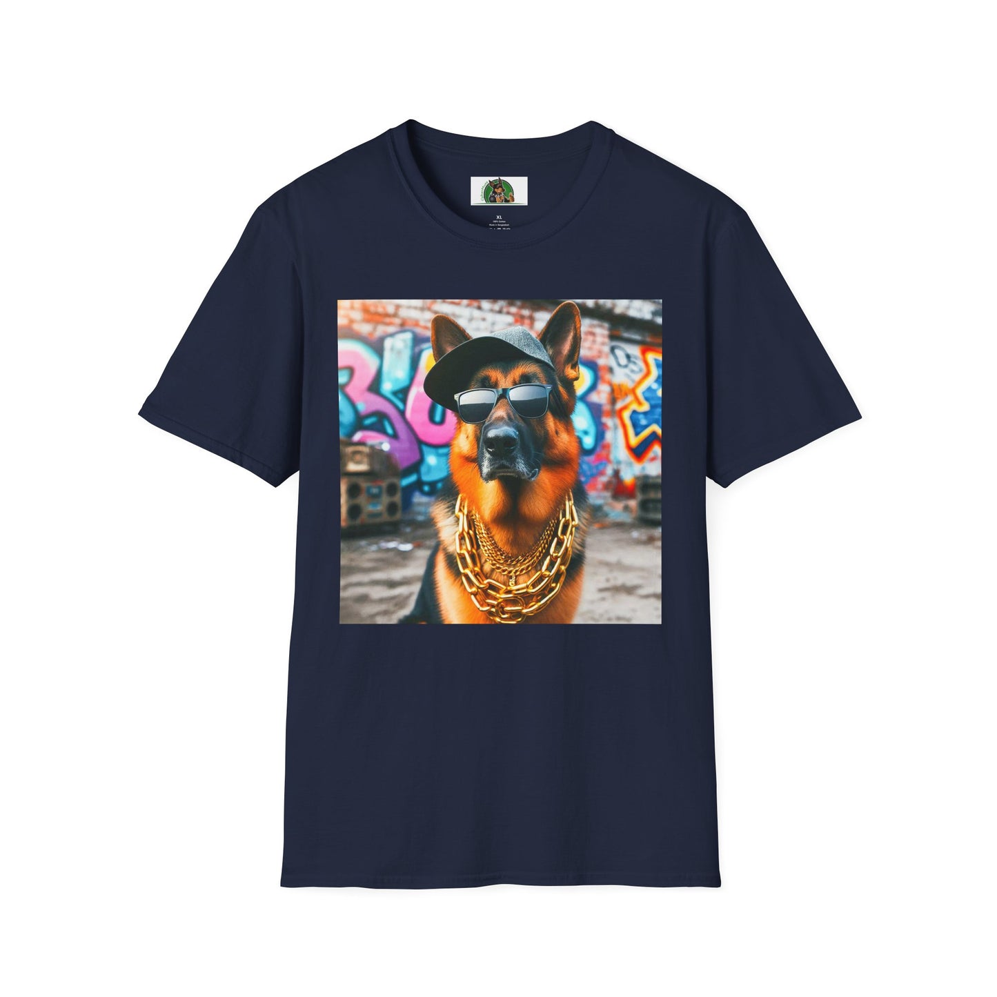 German Shepherd gangster shirt T-Shirt Printify Navy S