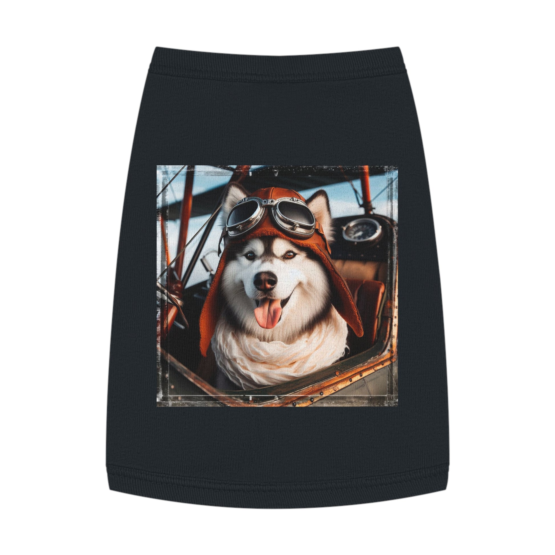 Pet Tank Top Husky pilot Pets Printify M Black