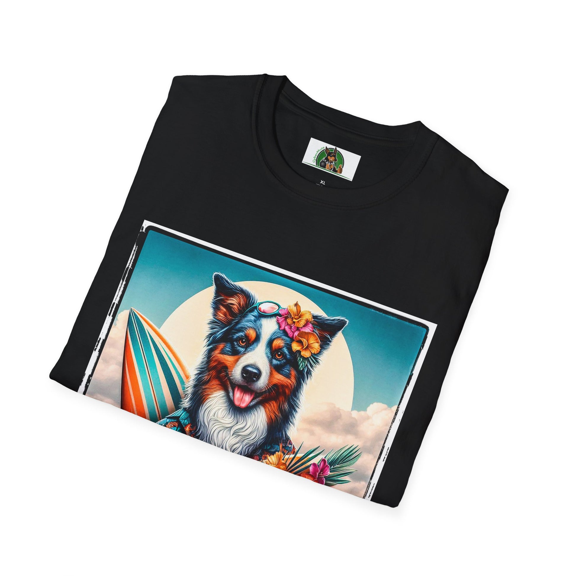 Australian Shepherd Floral Beach Surfer T-Shirt Printify