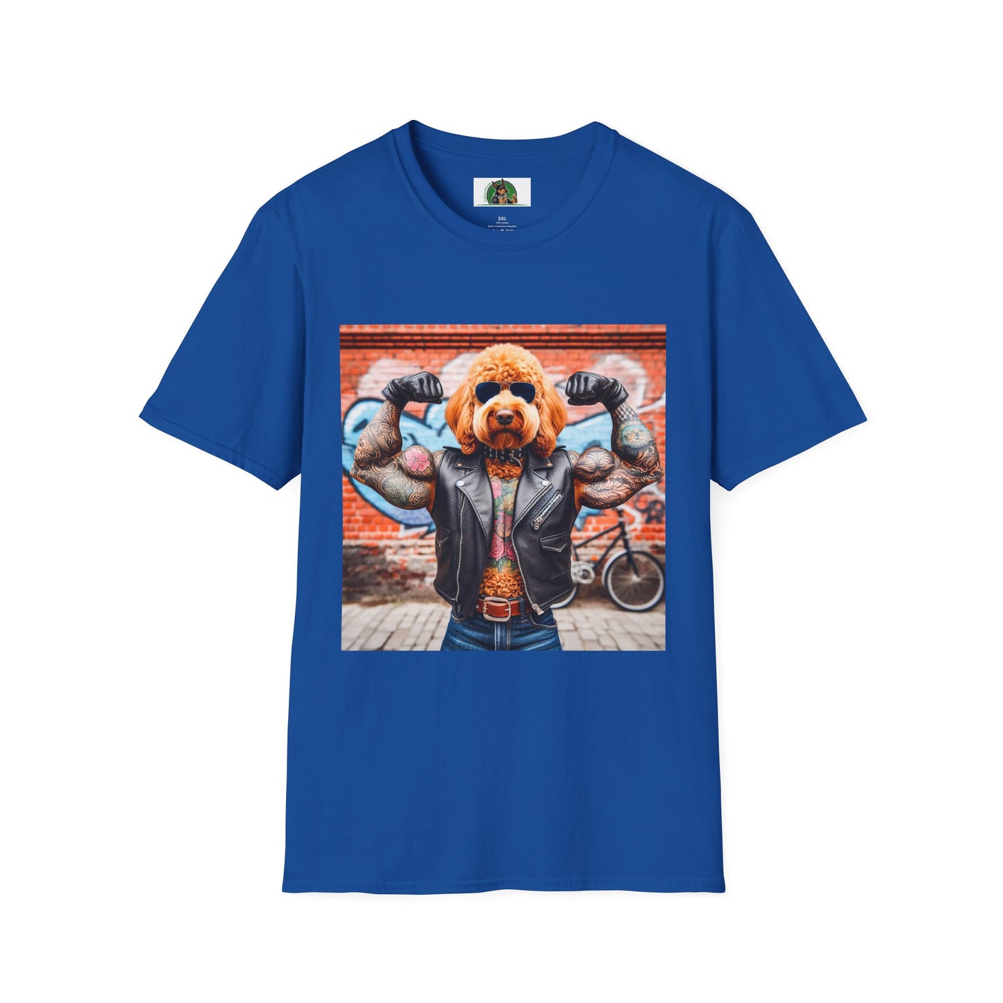 Golden Doodle muscles man t shirt T-Shirt Printify XS Royal