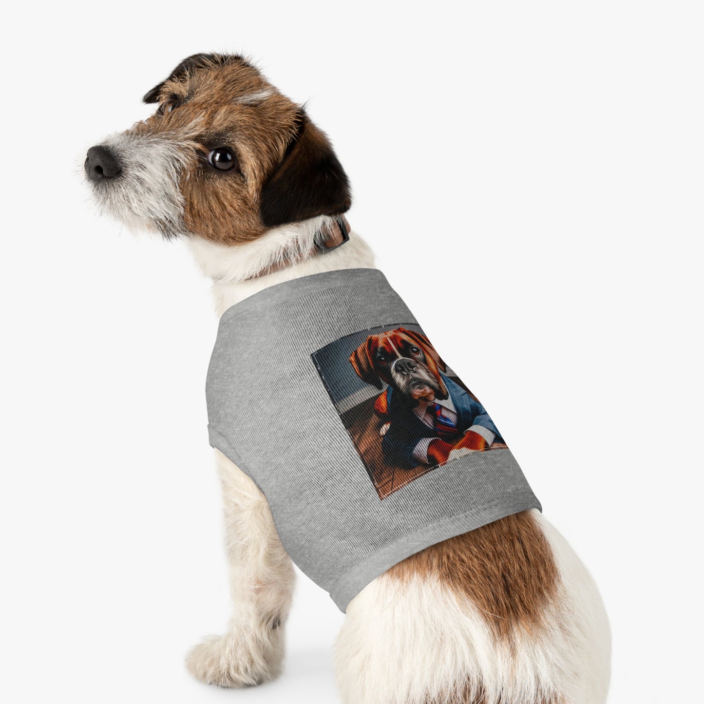 Pet Tank Top Boxer Dog Wearing Suit Pets Printify   