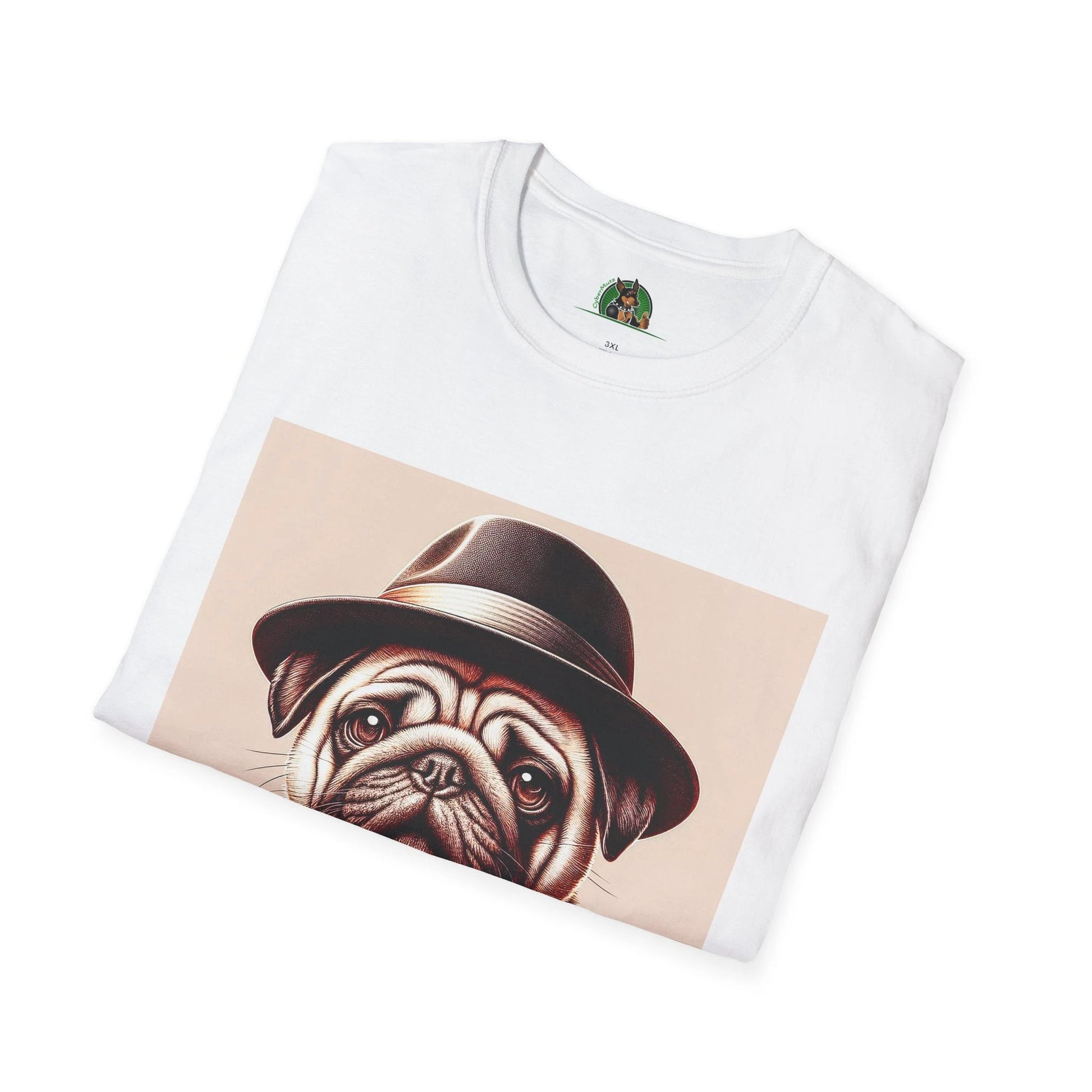 Pug Fedora T-Shirt T-Shirt Printify