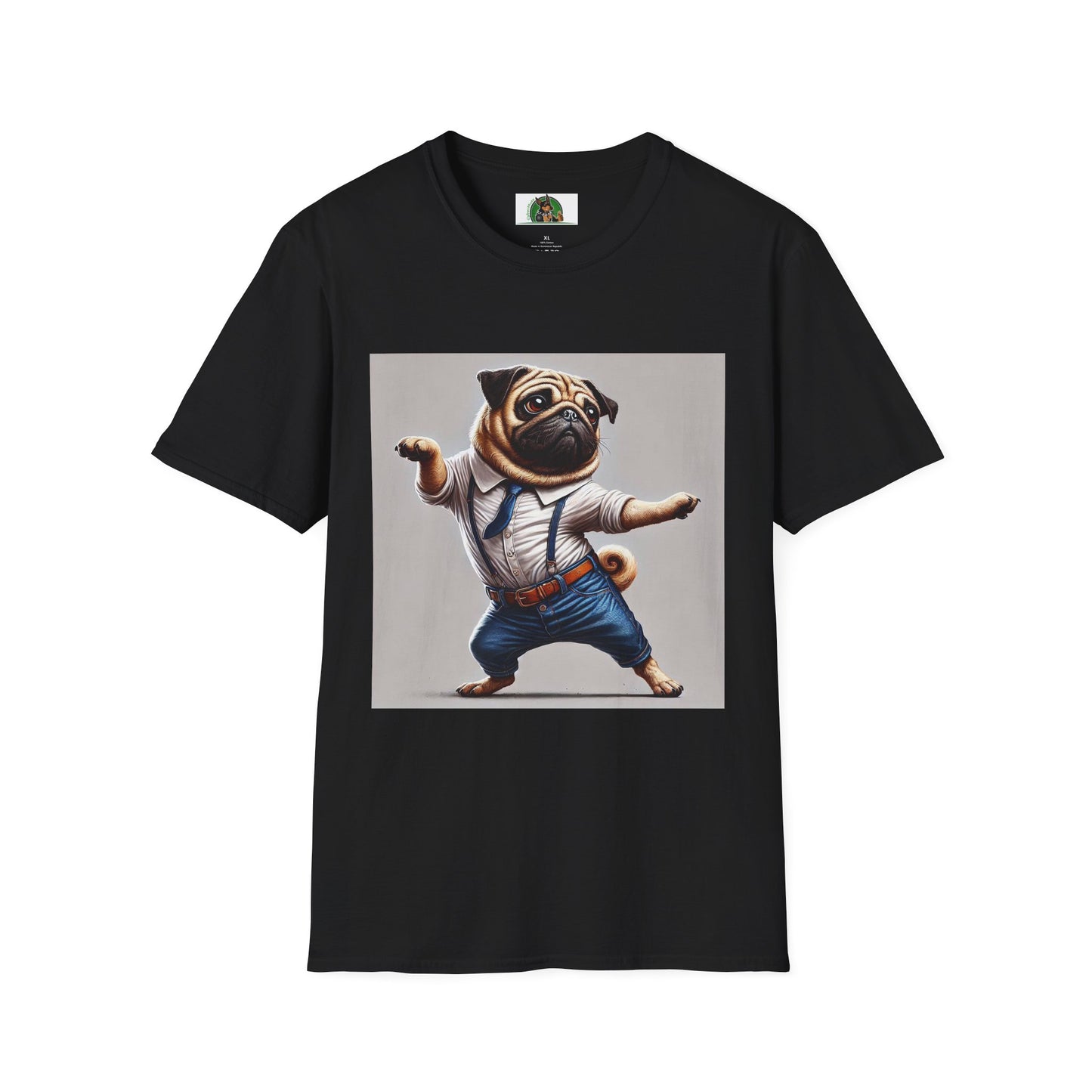 Dancing Pug T-Shirt T-Shirt Printify XS Black