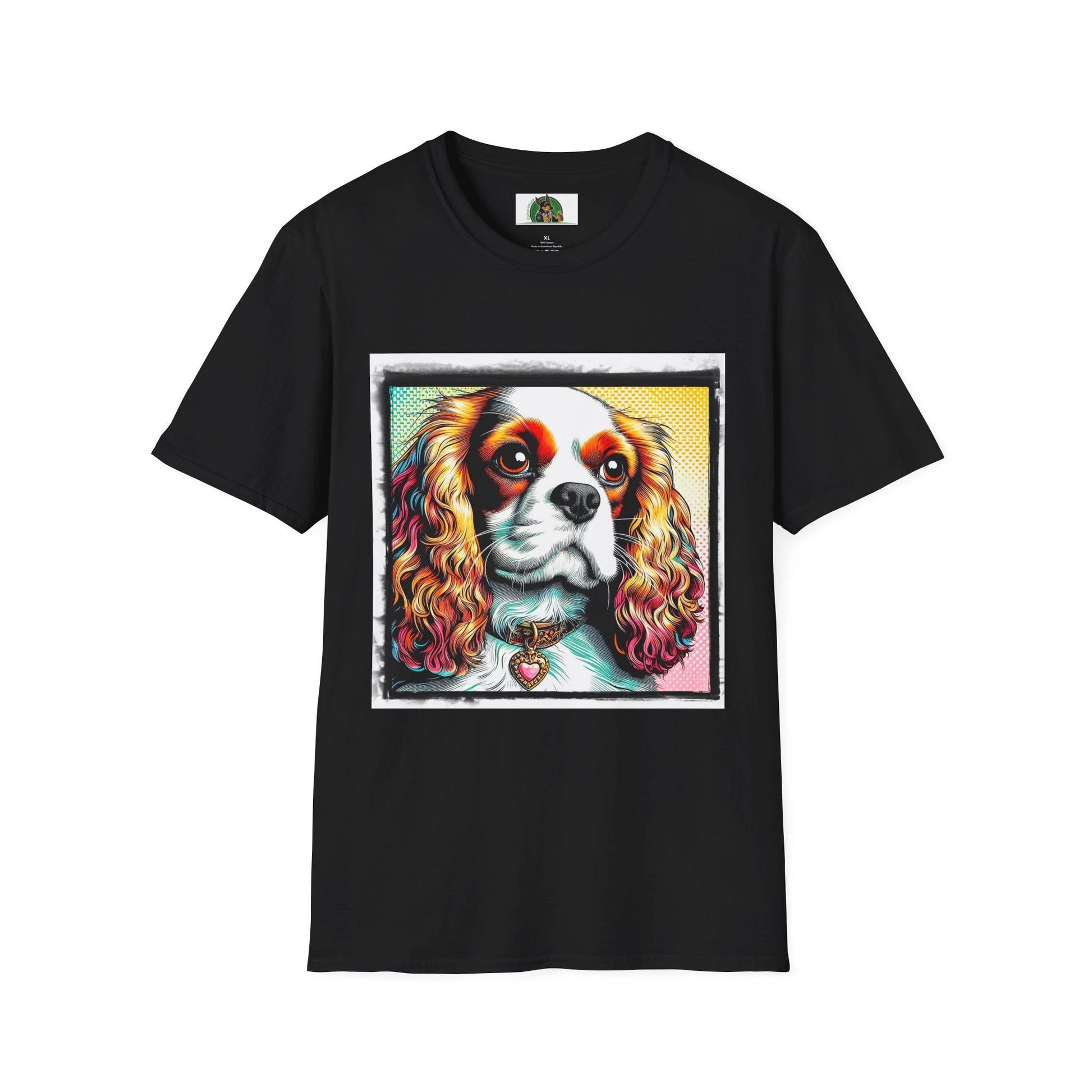 Cavalier King Charles Spaniel Dog T Shirt With Heart Collar Cute Pet Outfit For Dogs T-Shirt Printify XS Black