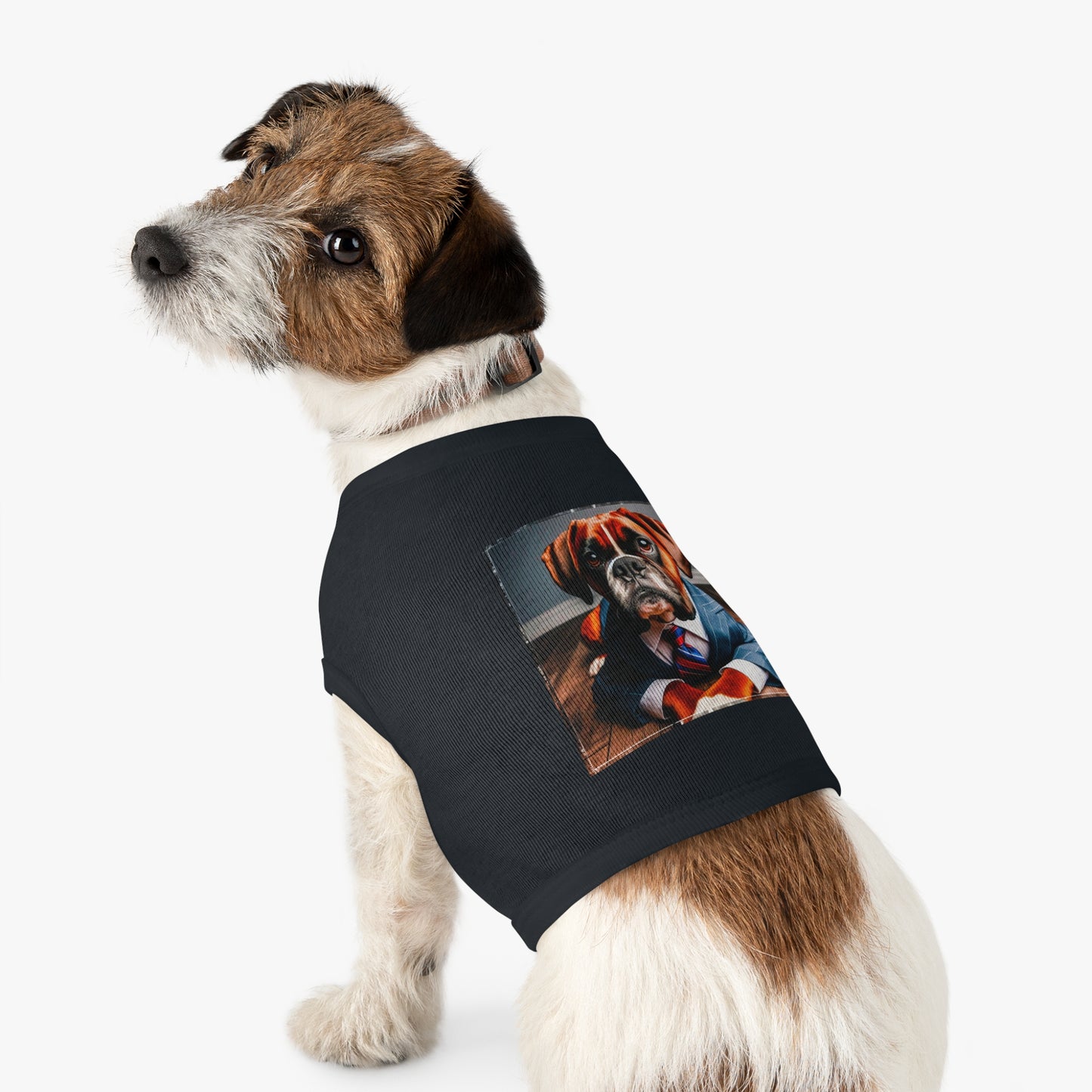 Pet Tank Top Boxer Dog Wearing Suit Pets Printify   