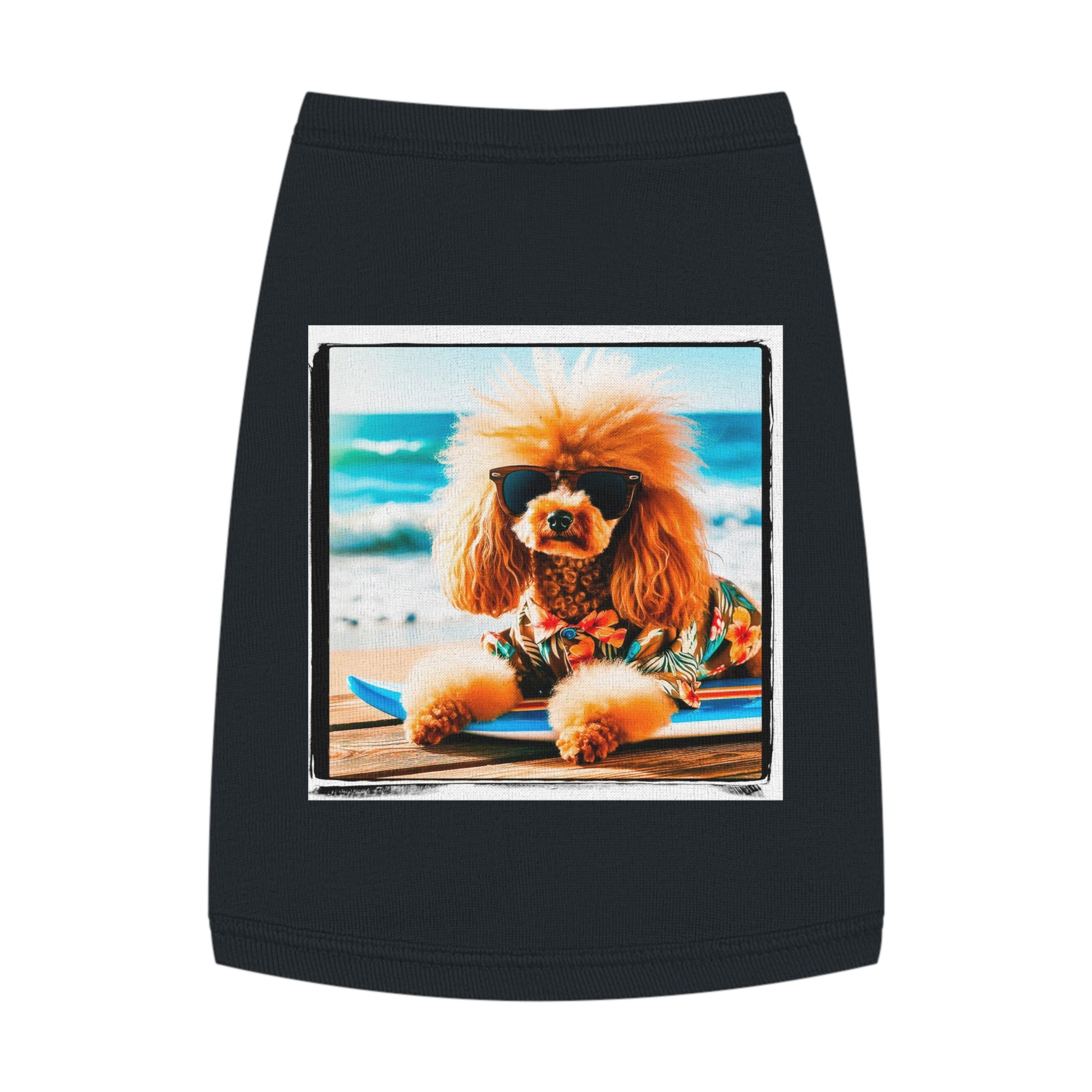 Pet Tank Top Poodle 80s surfer Pets Printify M Black