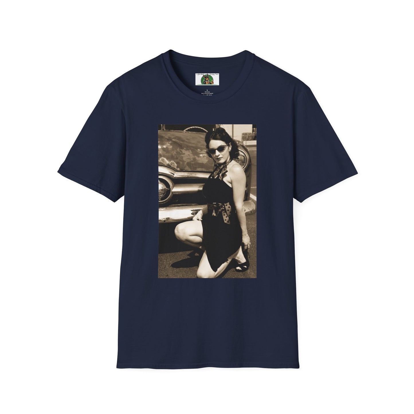 Mis·cel·la·ne·ous Rockabilly Girl T-Shirt Printify S Navy 