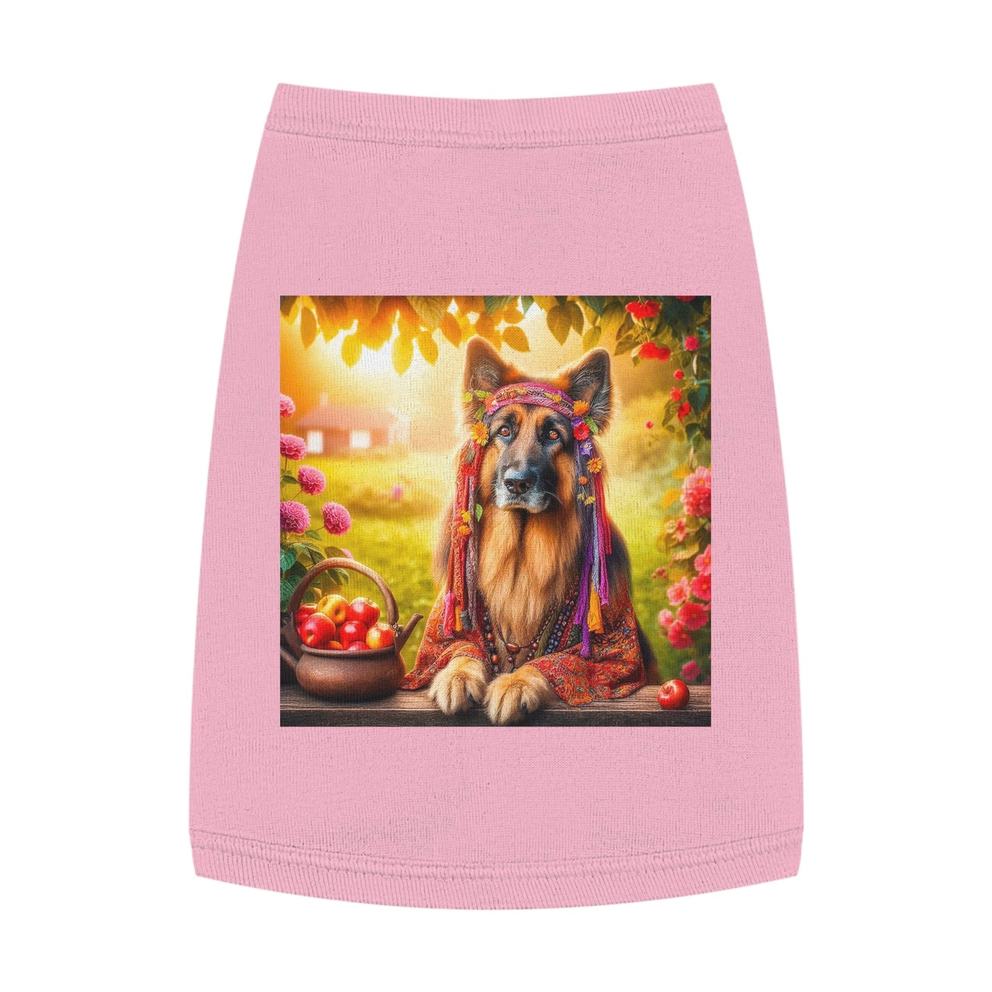 German Shepherd Hippie Vibe Pet Tank Top Pets Printify M Pink