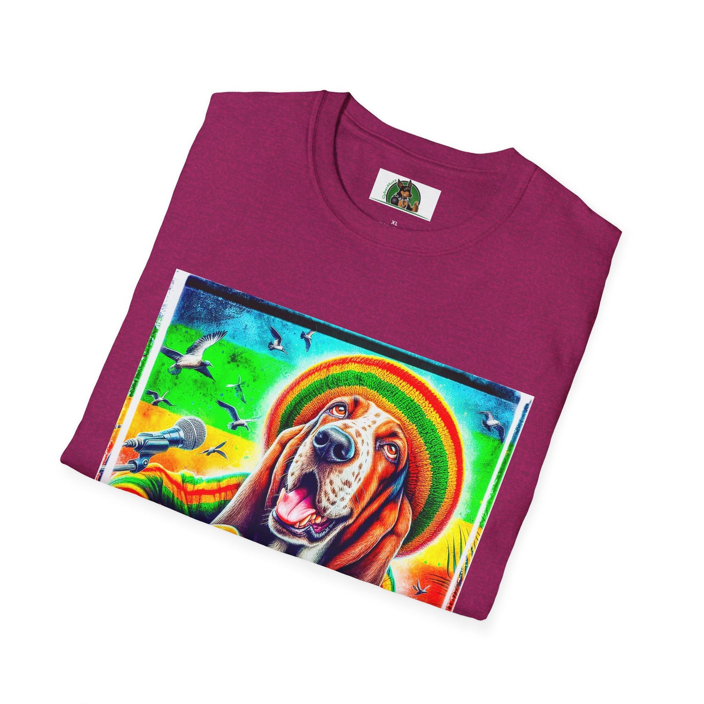 Basset Hound Rasta Dog Playing Guitar T-Shirt Printify   