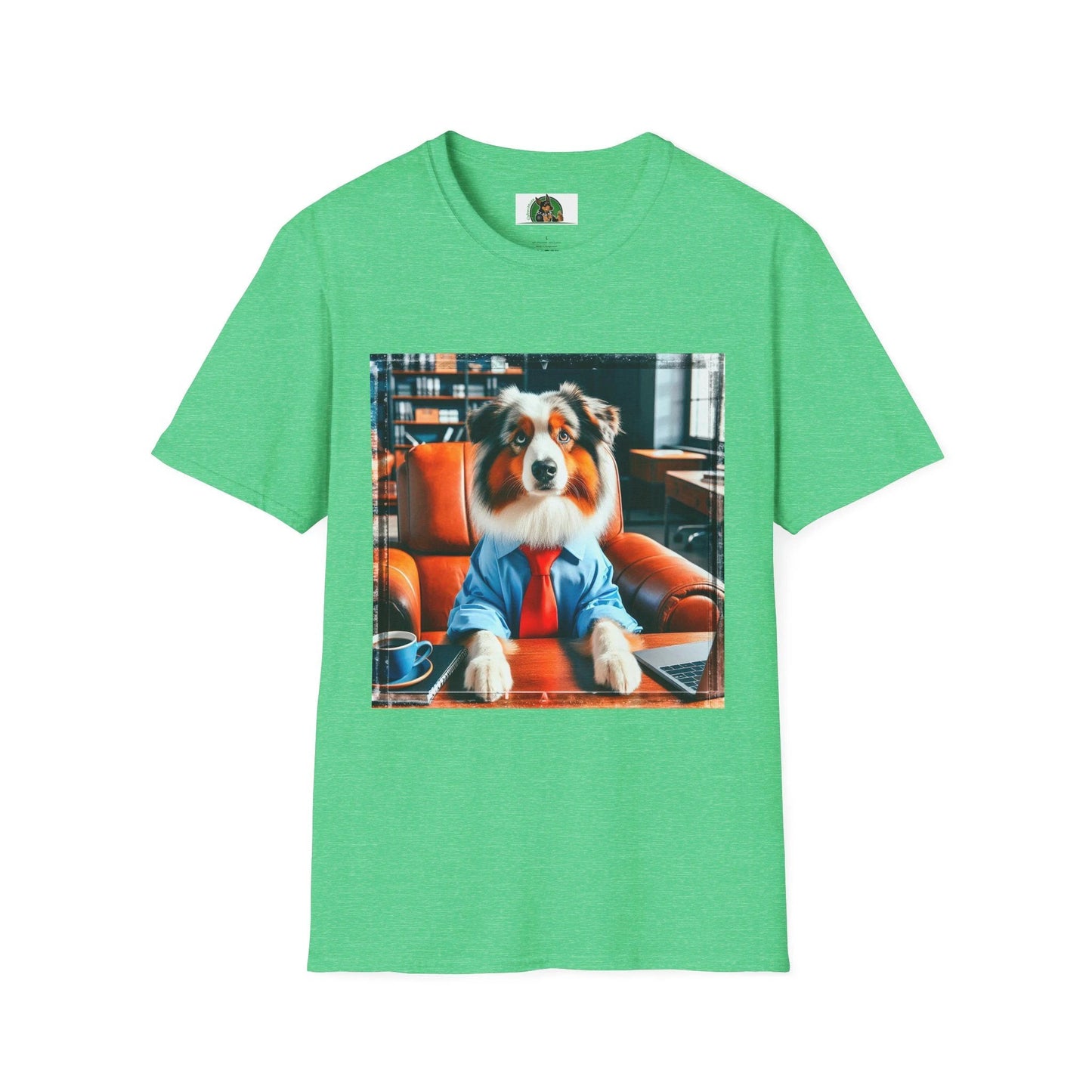 Australian Shepherd Boss Dog T-Shirt Printify S Heather Irish Green