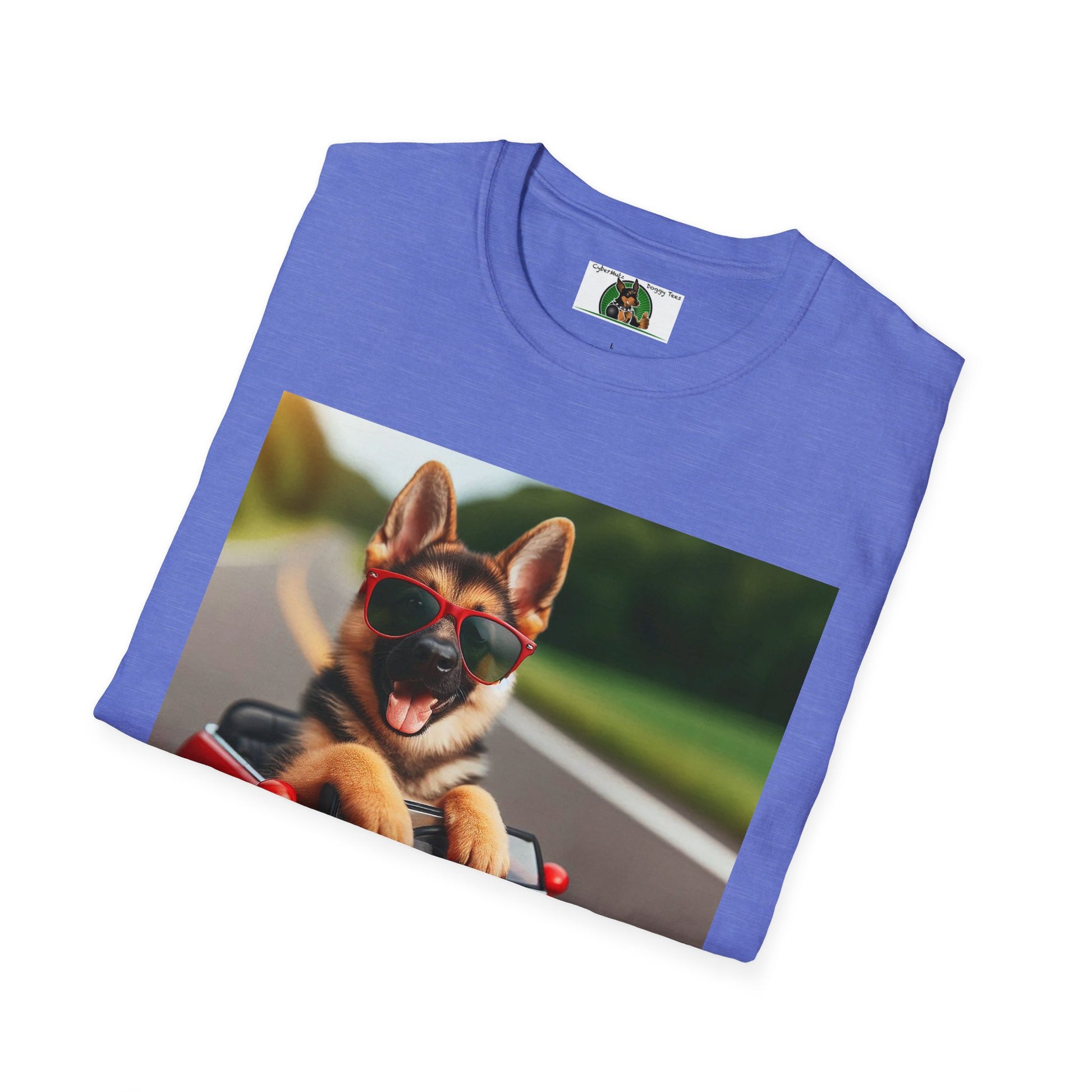 German Shepherd in a Wacky Little Car T-Shirt Printify   