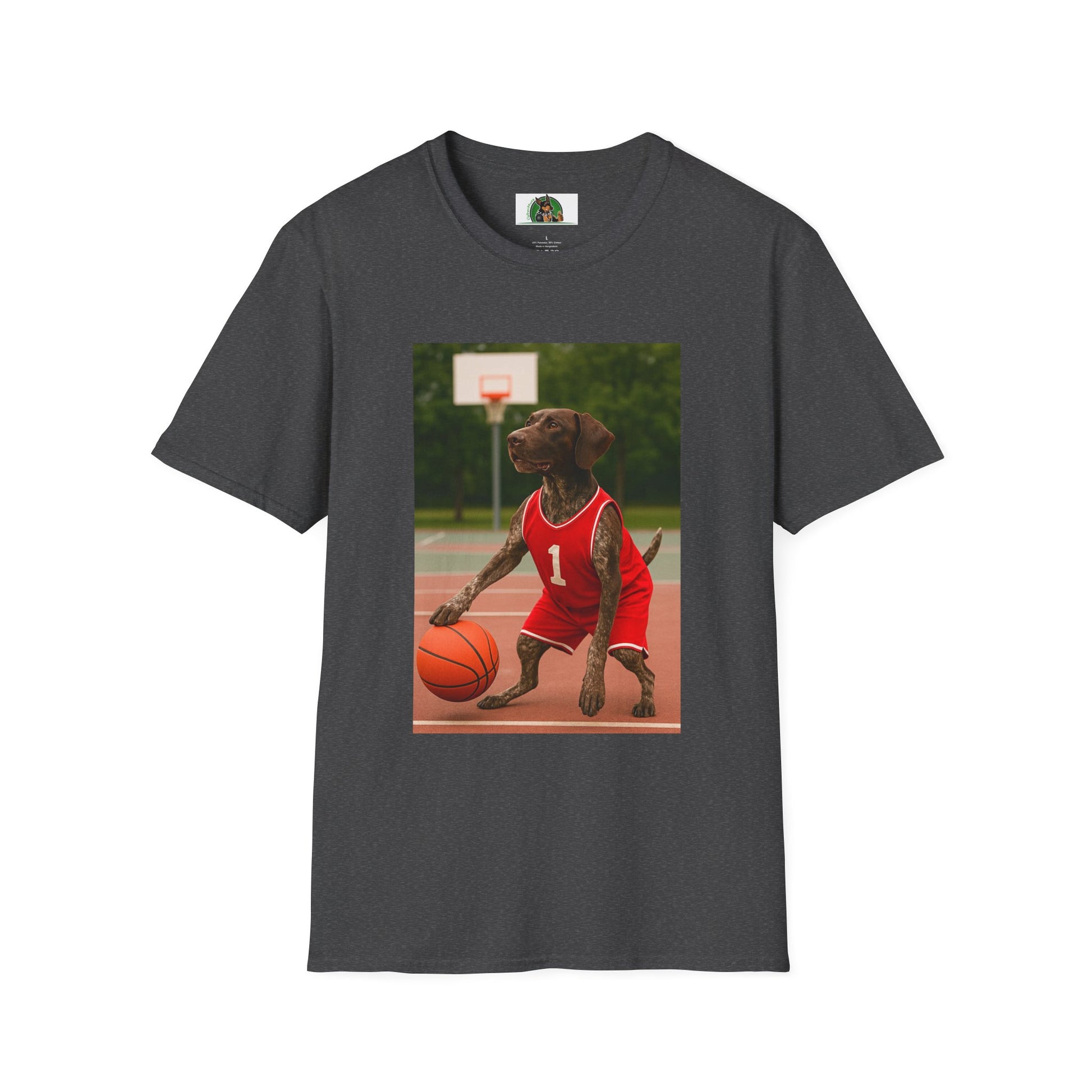 Basketball Sports German Shorthair T-Shirt T-Shirt Printify Dark Heather XS