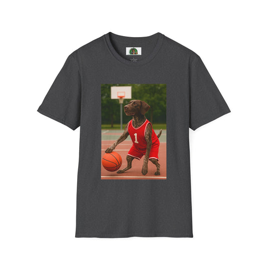 Basketball Sports German Shorthair T-Shirt T-Shirt Printify Dark Heather XS