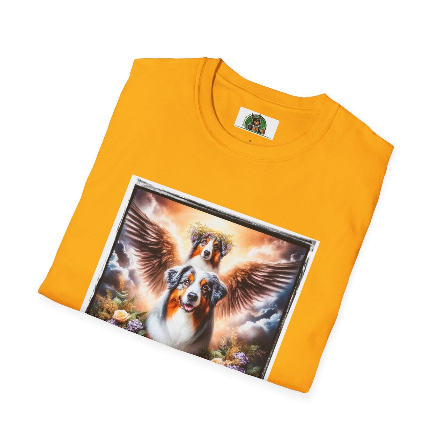 Australian Shepherd Angel Wings And Flowers T-Shirt Printify   