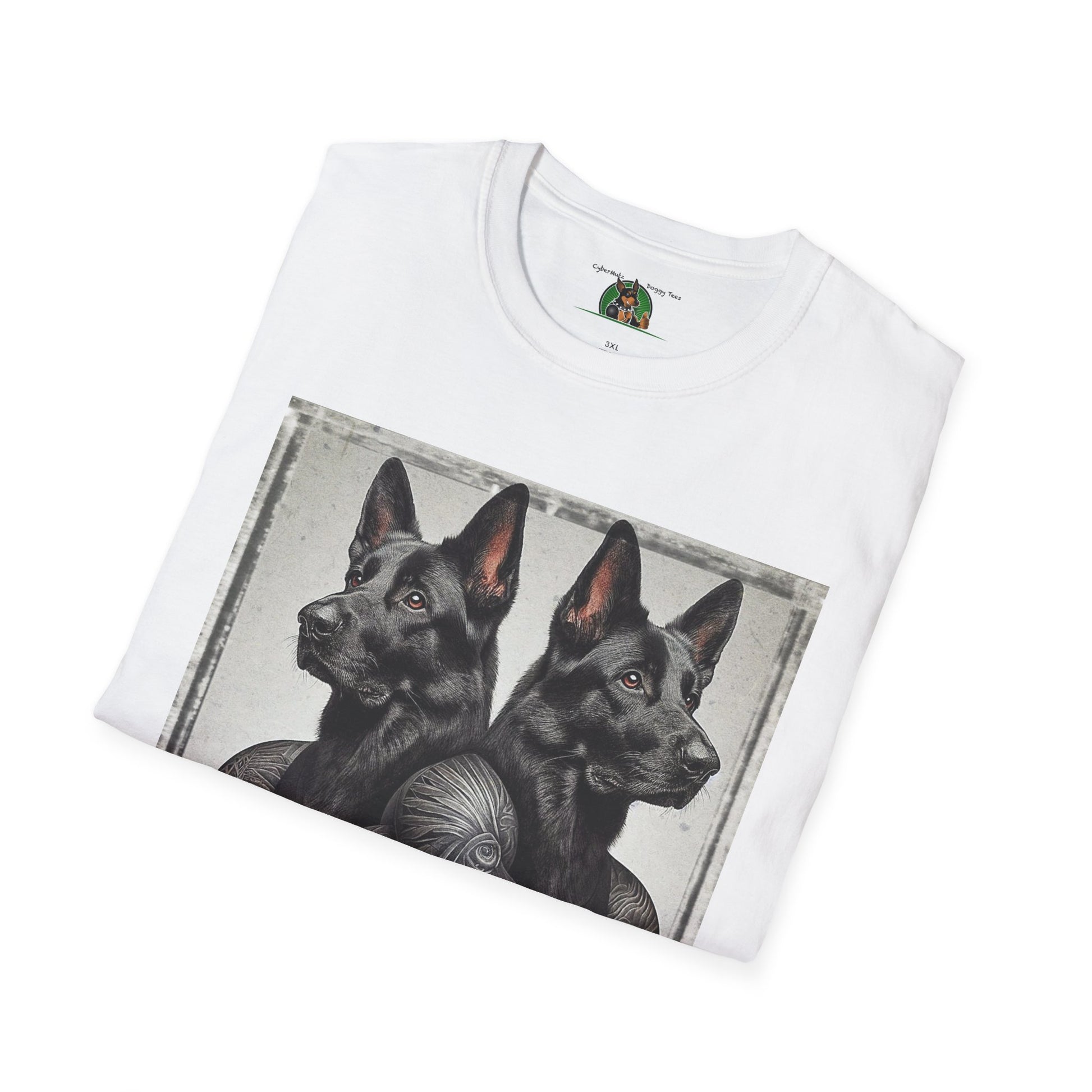 Muscle Twins Black German Shepherds Unisex Softstyle T-Shirt T-Shirt Printify
