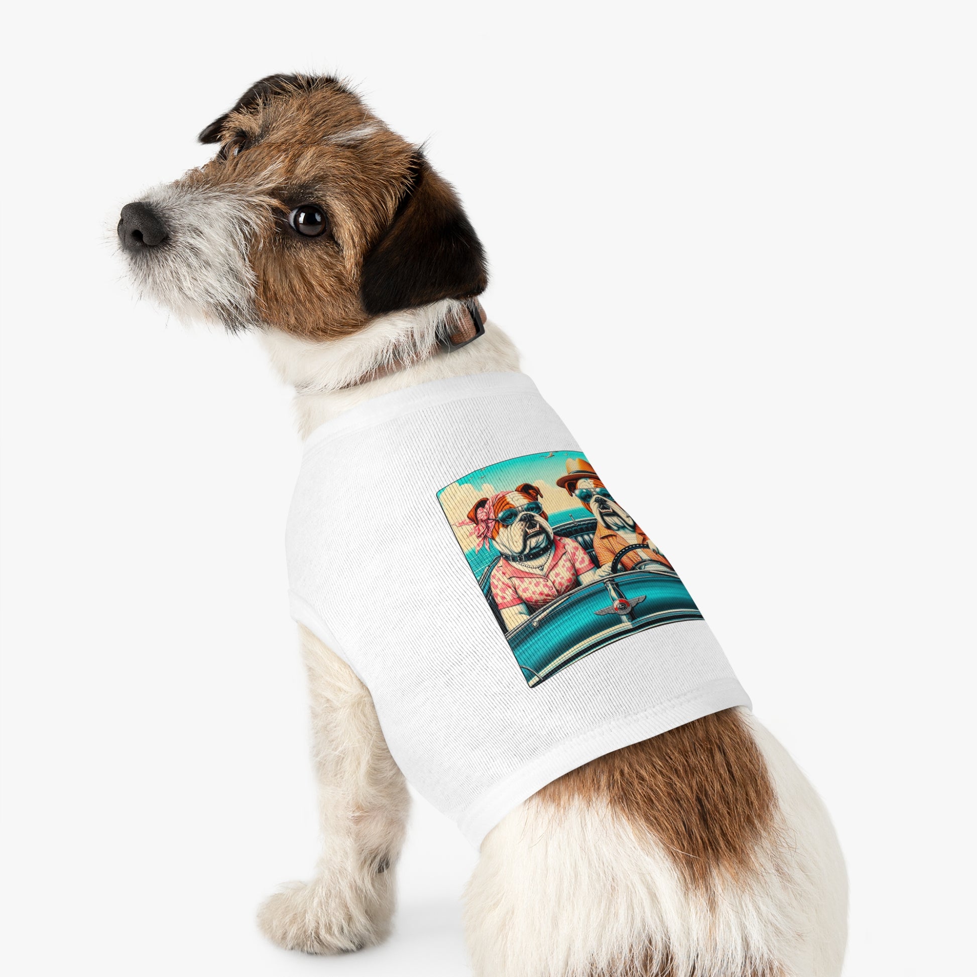 Wacky Pet Tank Top Bulldog vacationing couple t shirt Pets Printify