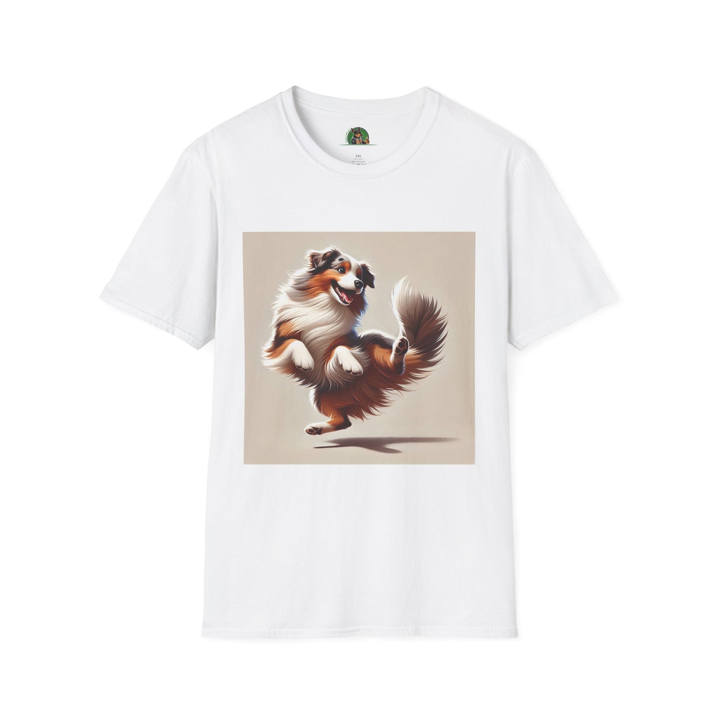 Dog Lover T-Shirt - Dancing Dog Australian Shepherd T-Shirt Printify XS White