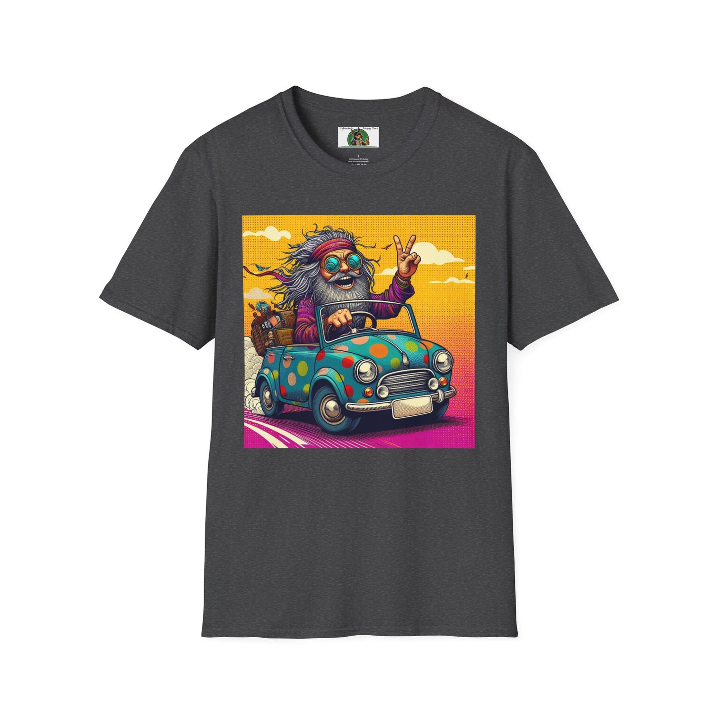 Wacky Dude in a Little Car T-Shirt Printify Dark Heather S 