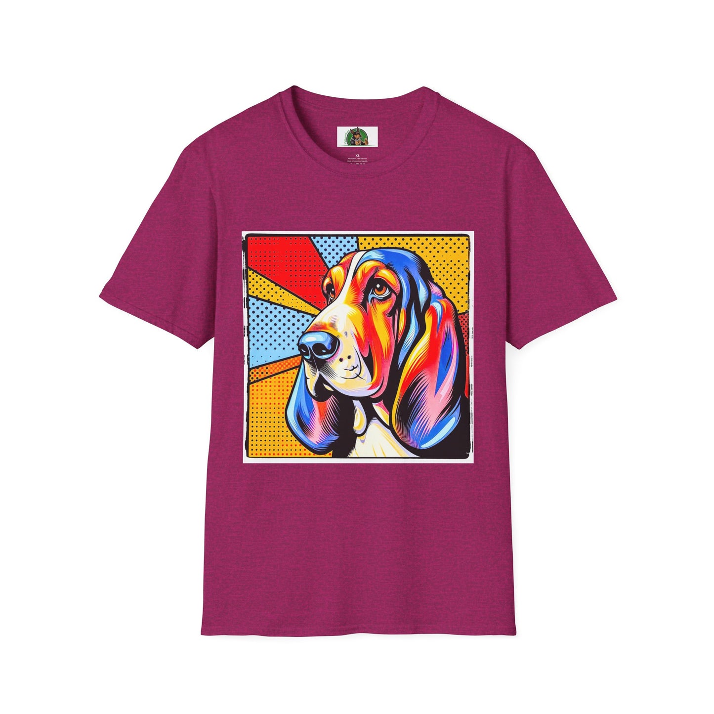 Basset Hound Profile Pop Art Pic T-Shirt Printify S Antique Heliconia 