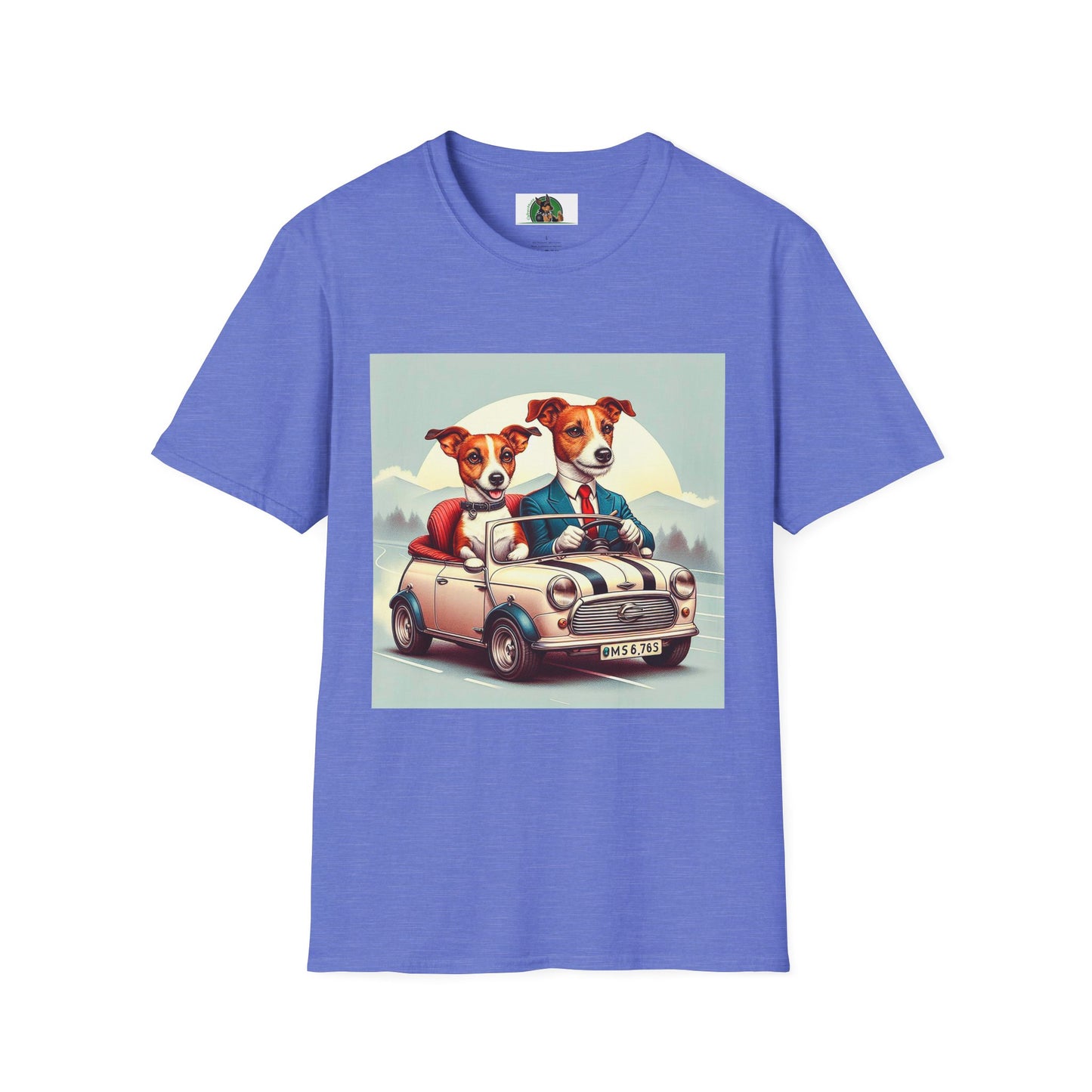 Wacky Jack Russell Husband And Wife In Car T-Shirt Printify S Heather Royal 