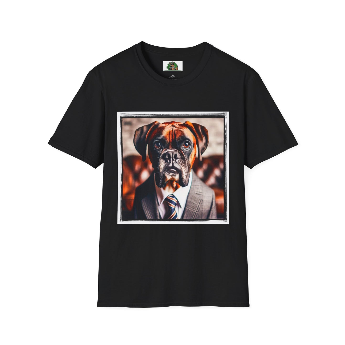 Boxer Dog In Suit Shirt T-Shirt Printify XS Black