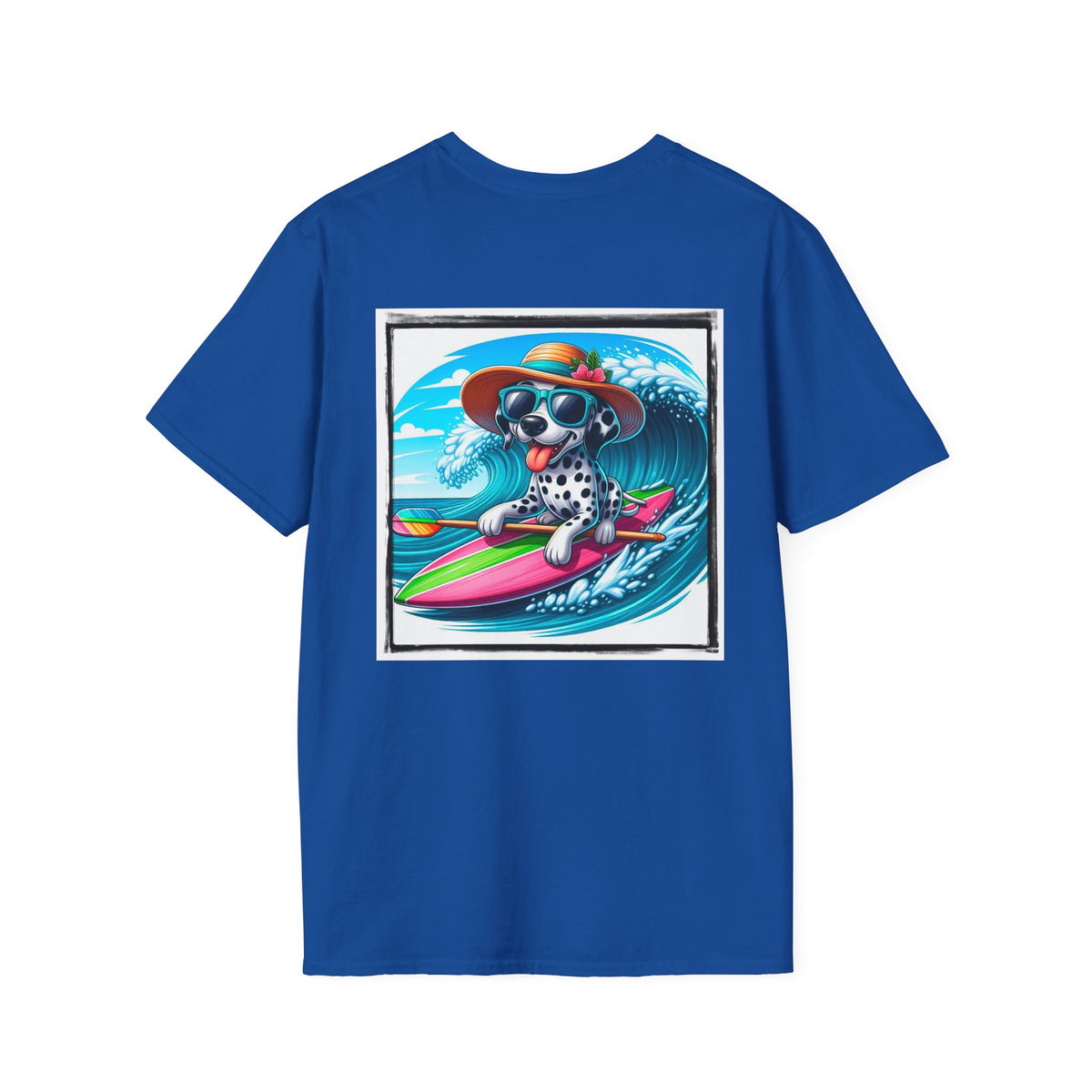 Dalmatian surf day t shirt Back Design