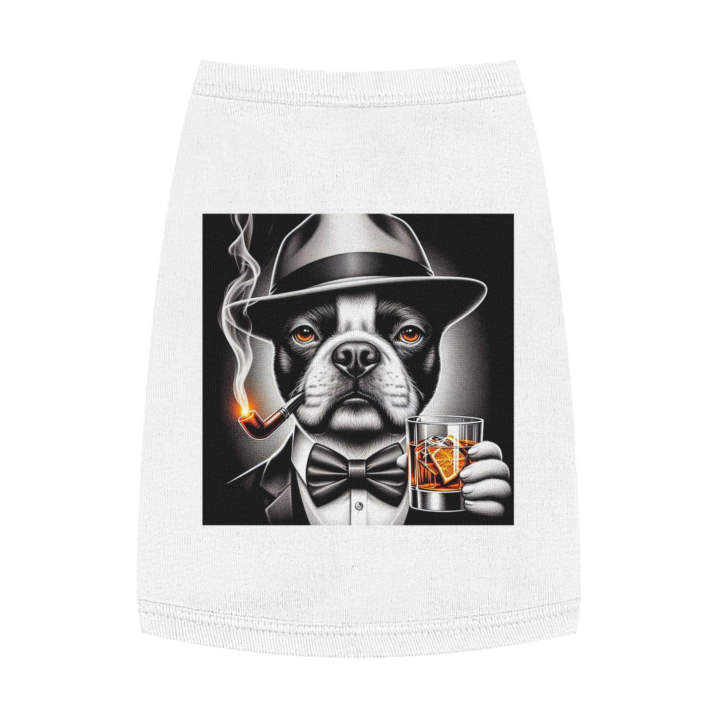 Pet Tank Top Boston Terrier Smoking Pipe Pets Printify   