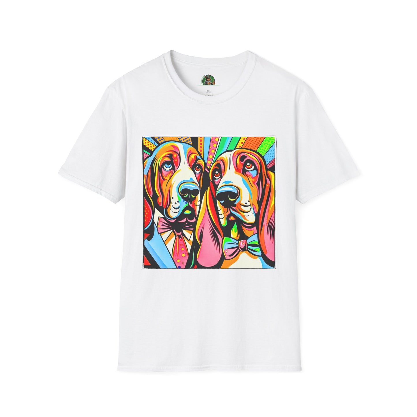 Basset Hound Boys Pop Art Pic T-Shirt Printify XS White 